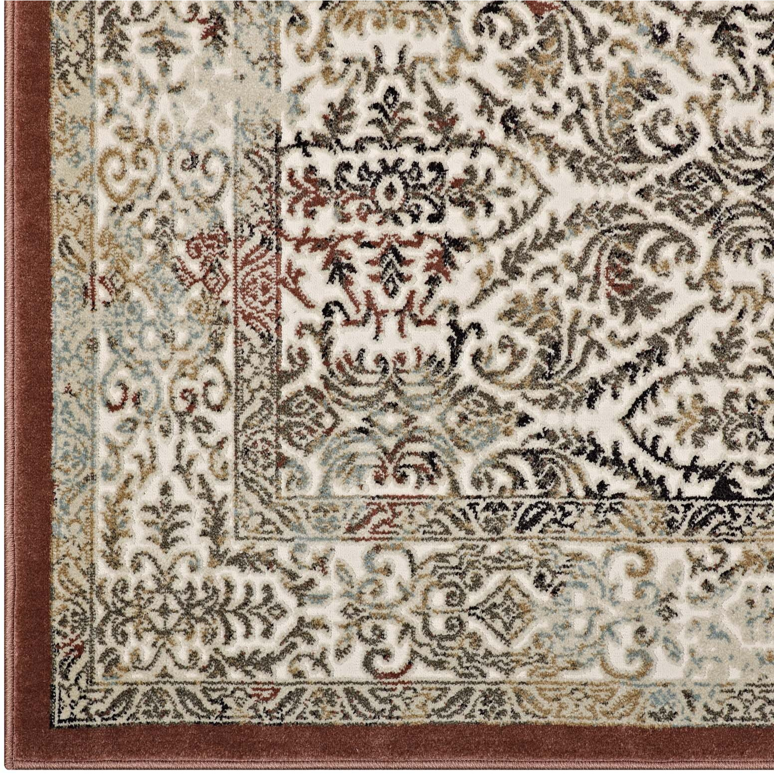 Hester Ornate Turkish 8x10 Vintage Area Rug - Tan and Walnut Brown