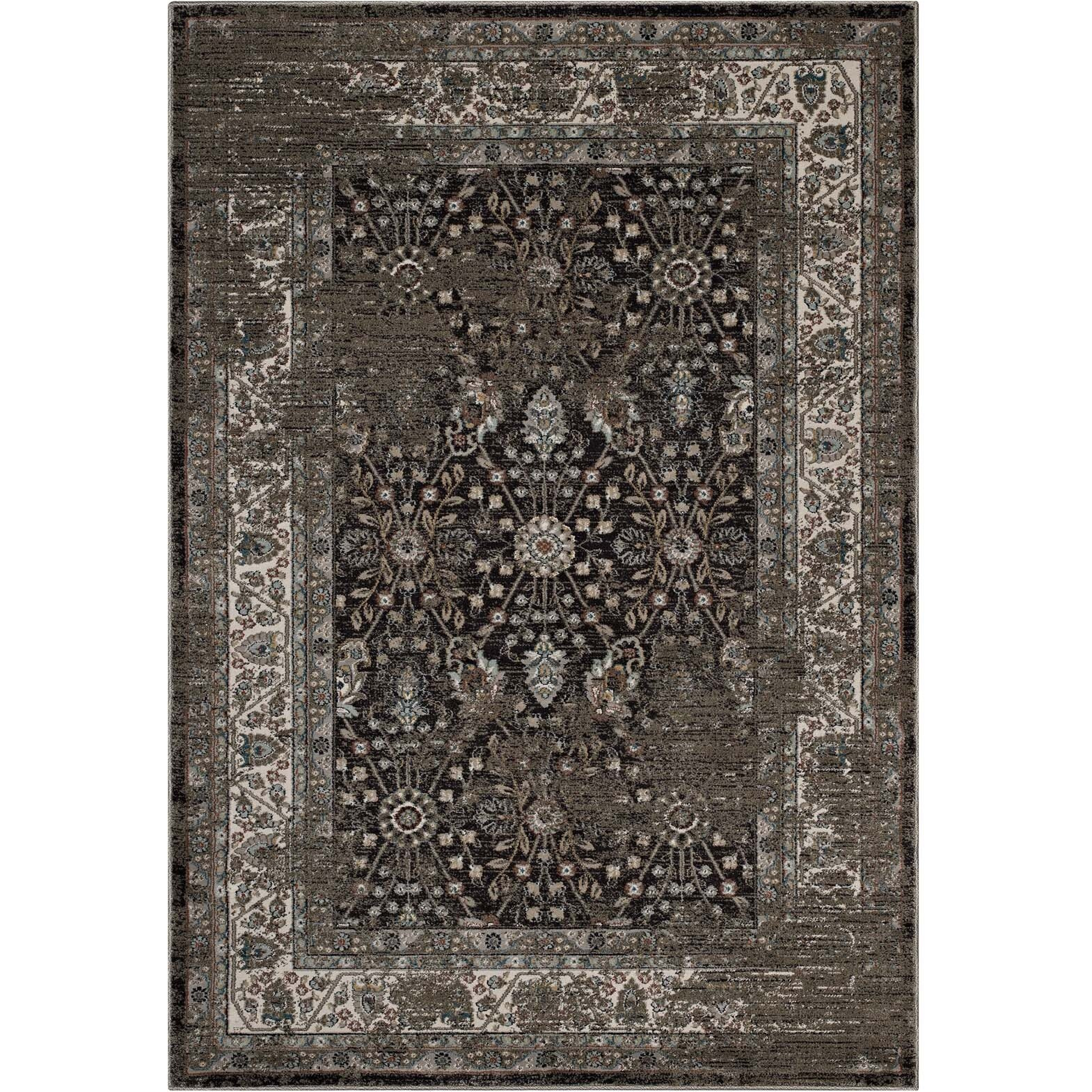 Berit Distressed Vintage Floral Lattice 5x8 Area Rug - Brown and Beige