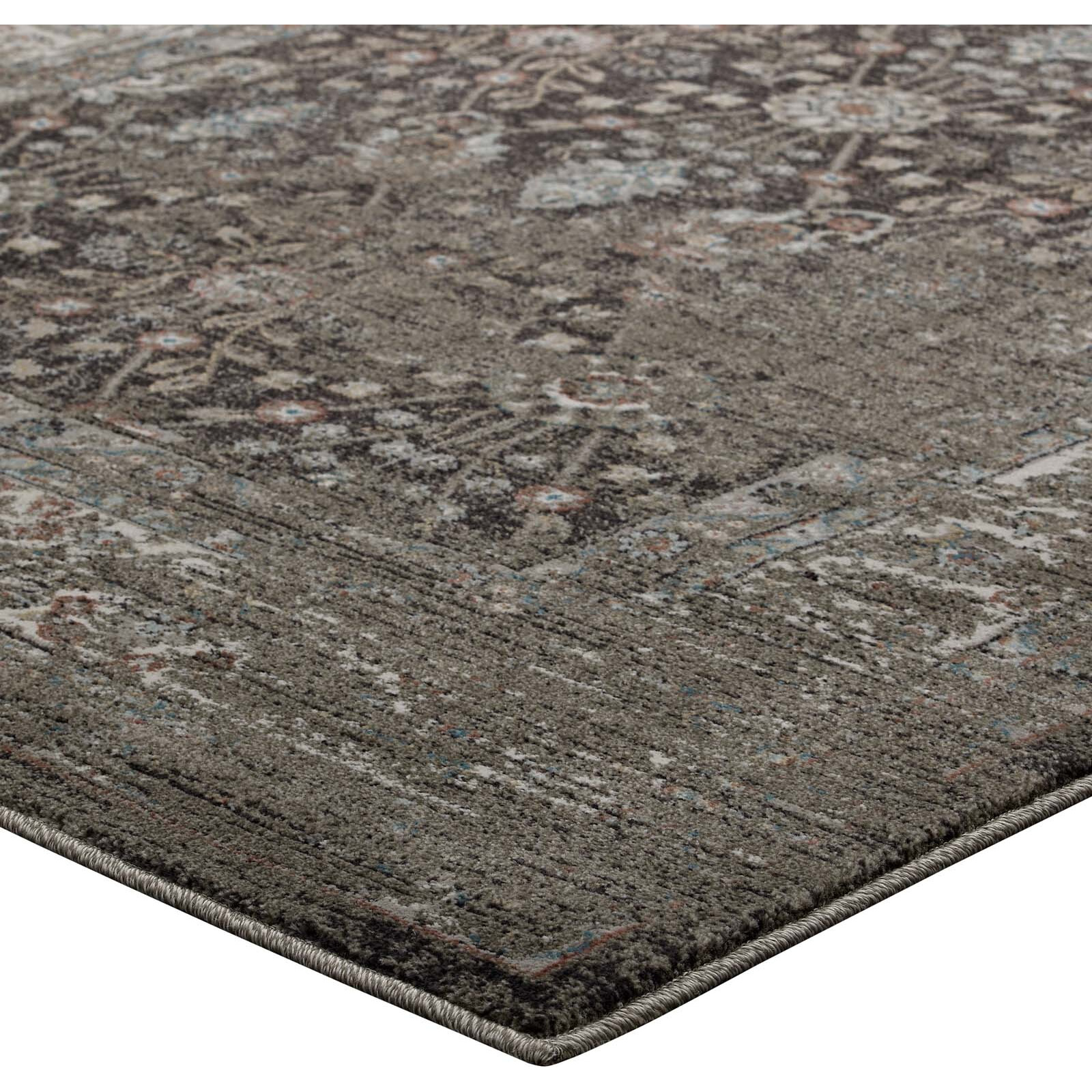 Berit Distressed Vintage Floral Lattice 5x8 Area Rug - Brown and Beige