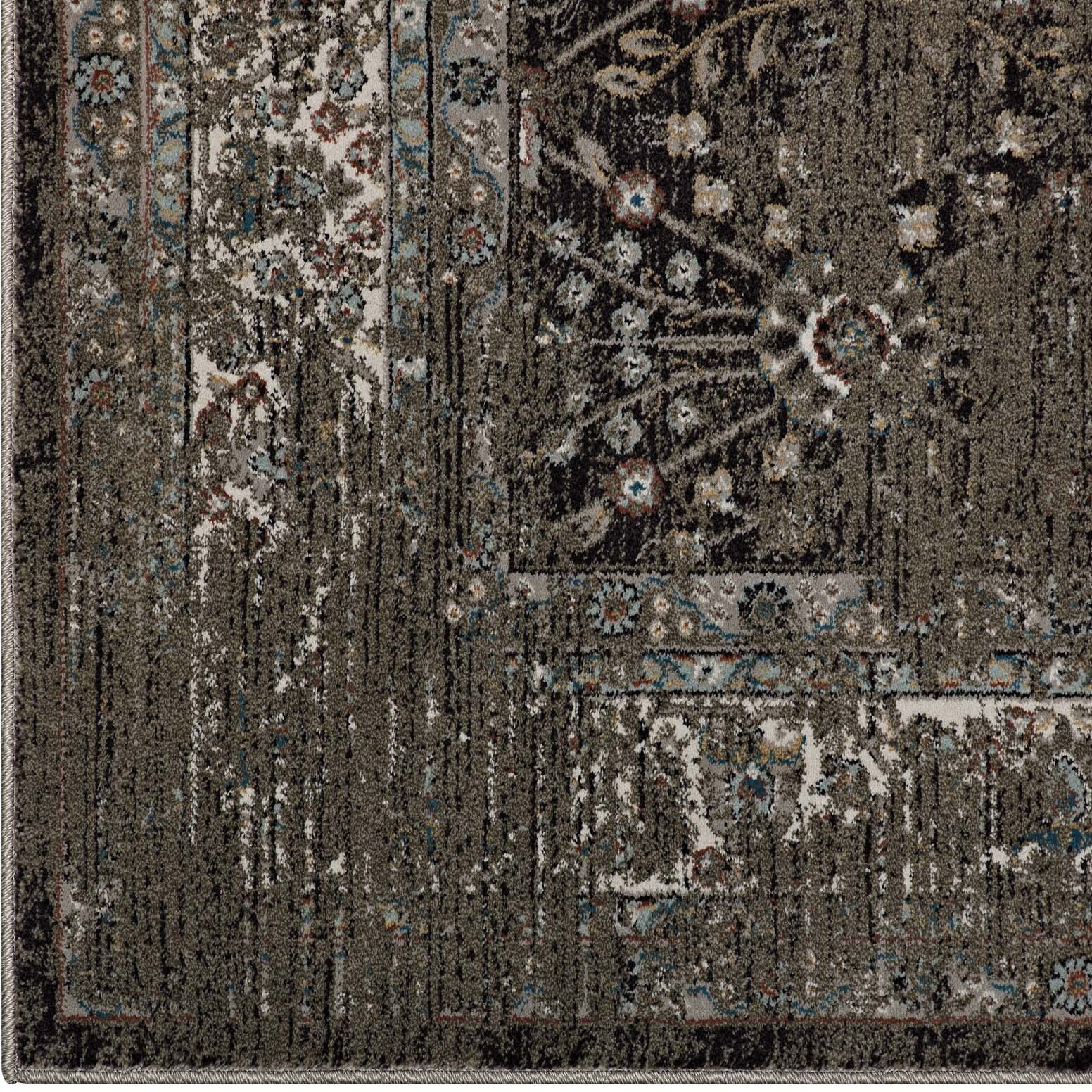 Berit Distressed Vintage Floral Lattice 5x8 Area Rug - Brown and Beige