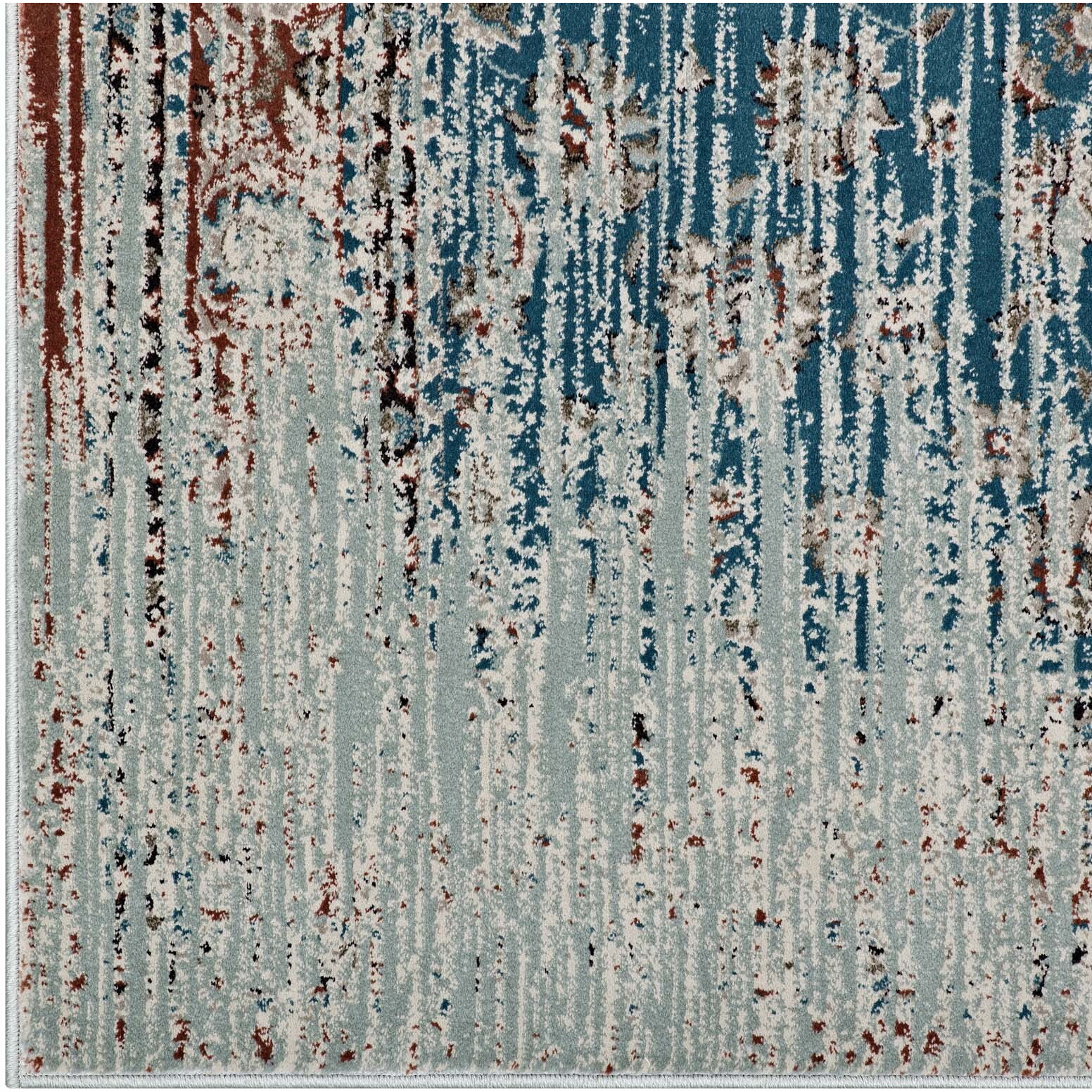 Hesper  Distressed Contemporary Floral Lattice 8x10 Area Rug - Teal, Beige and Brown