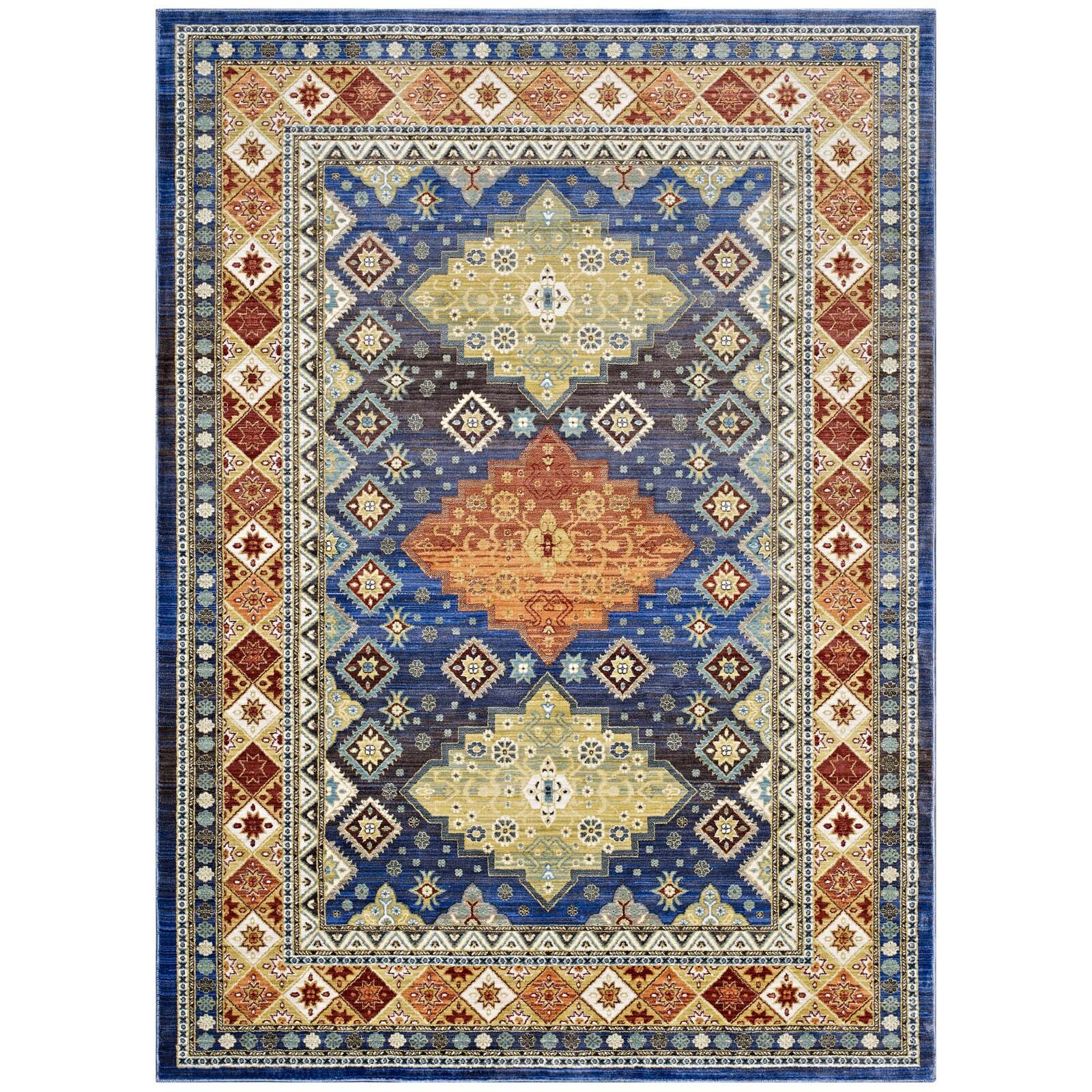 Atzi  Distressed Southwestern Diamond Floral 4x6 Area Rug - Multicolored