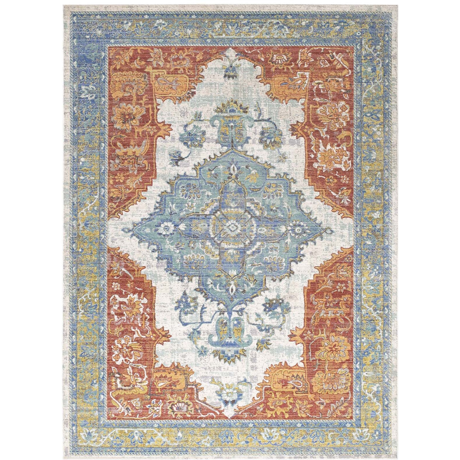 Citlali Distressed Southwestern Aztec 5x8 Area Rug - Multicolored