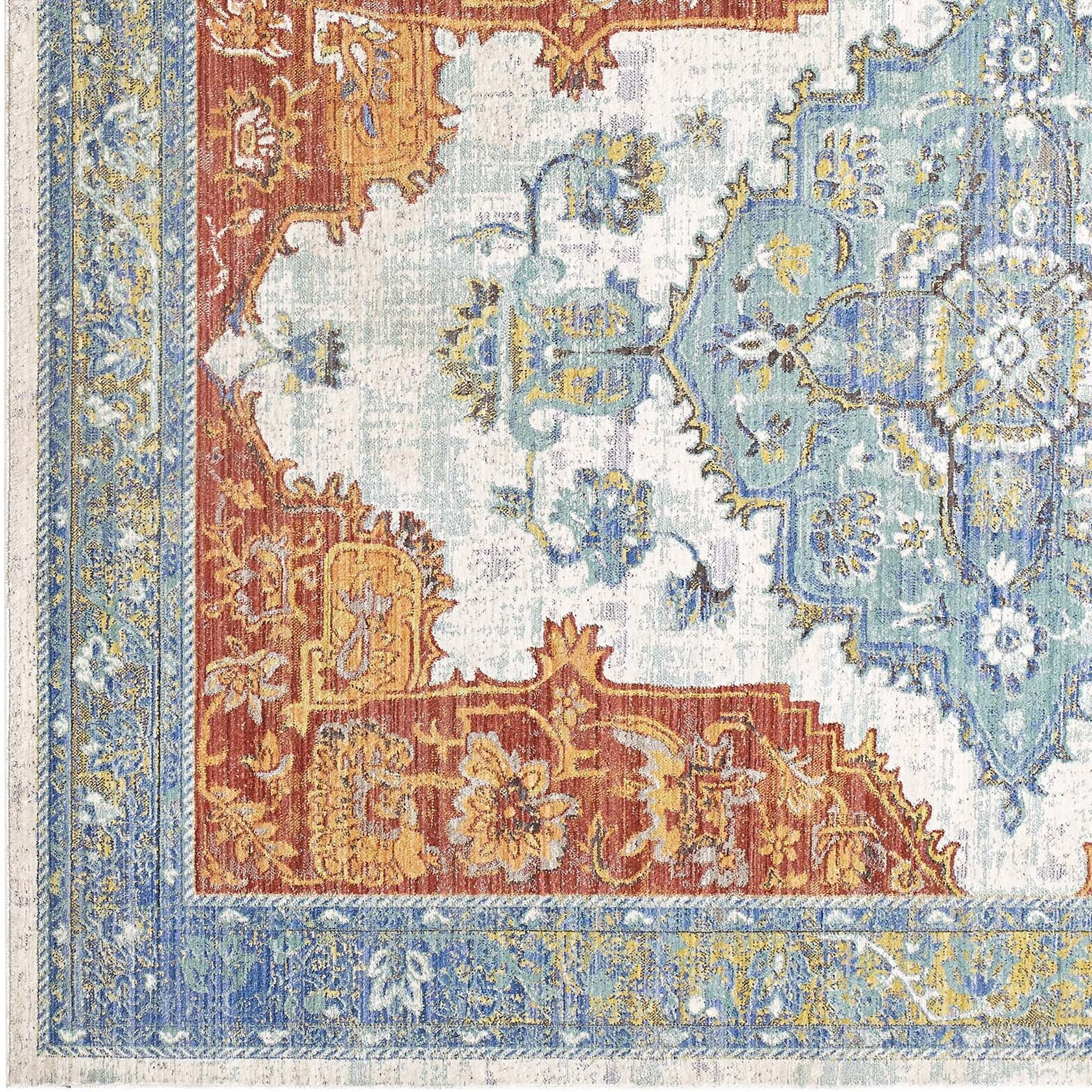 Citlali Distressed Southwestern Aztec 5x8 Area Rug - Multicolored