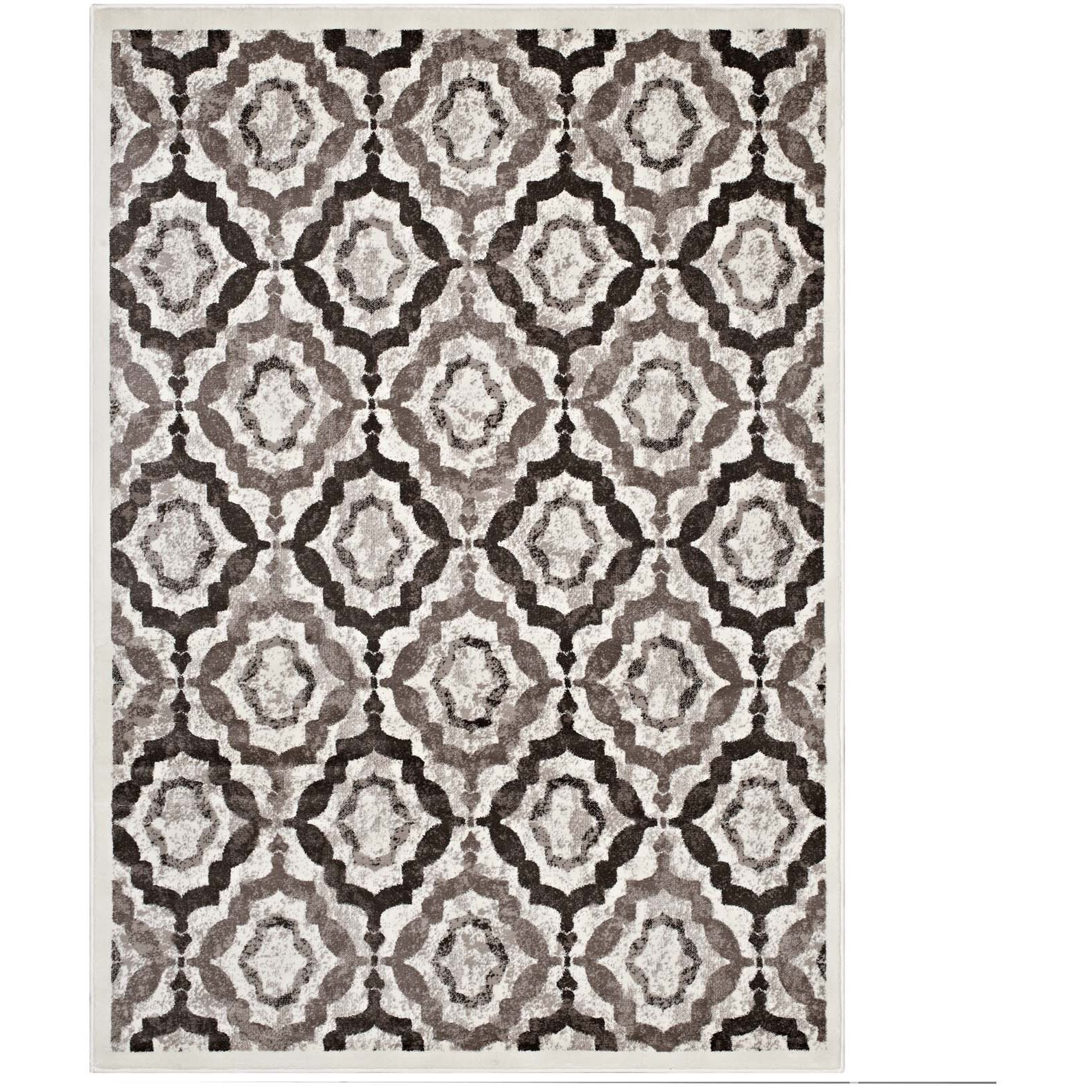 Kalinda Rustic Vintage Moroccan Trellis 8x10 Area Rug - Brown, Beige and Ivory