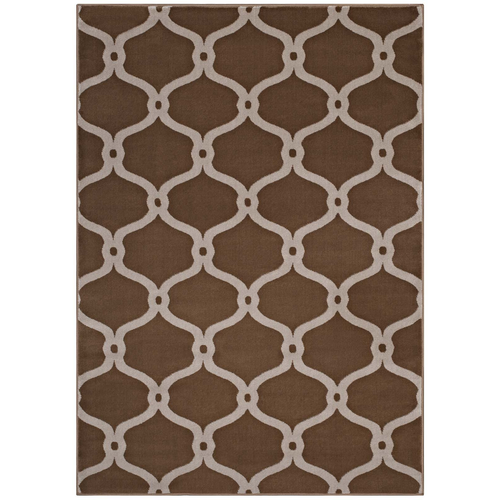 Beltara Chain Link Transitional Trellis 8x10 Area Rug - Dark Tan and Beige