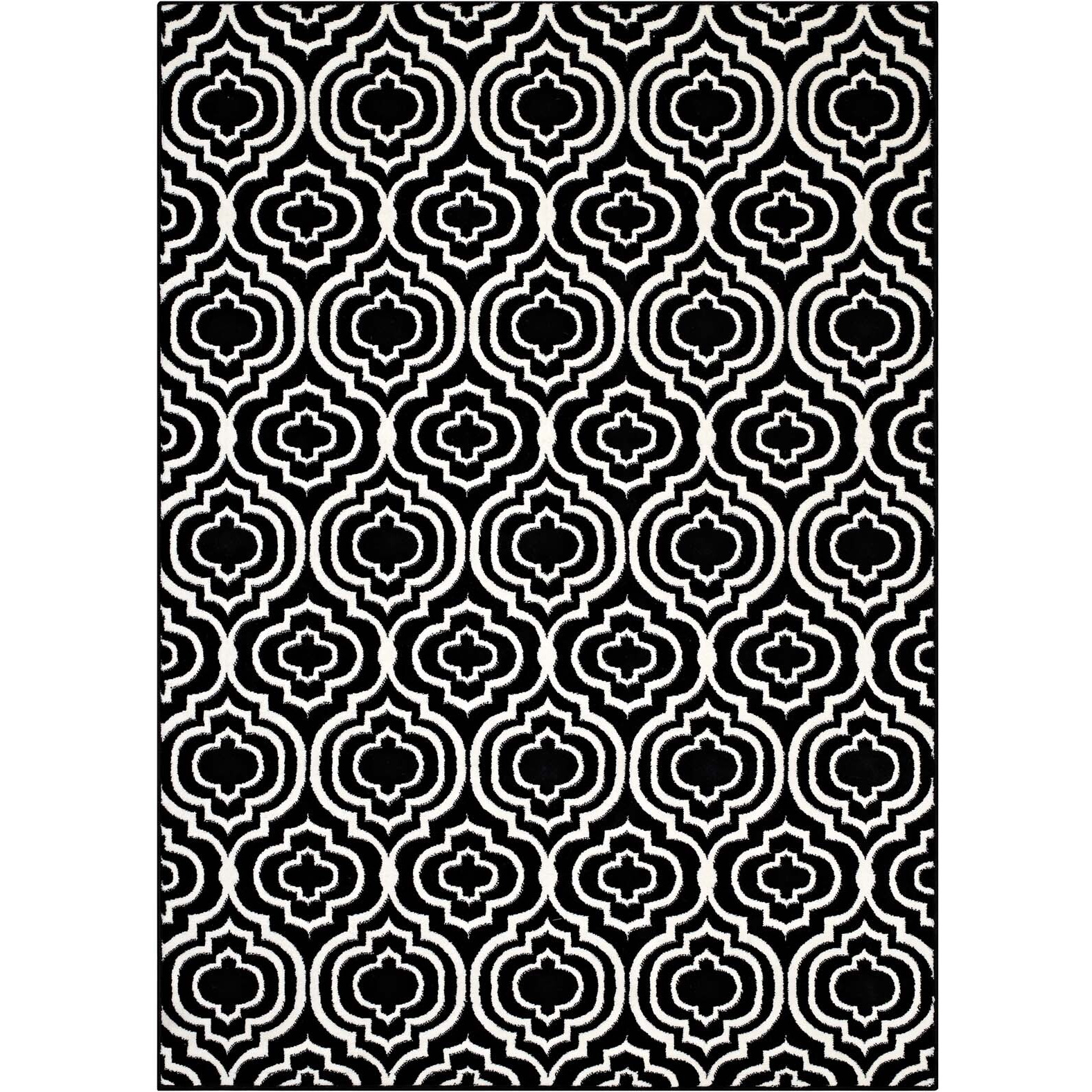Frame Transitional Moroccan Trellis 8x10 Area Rug - Black and White