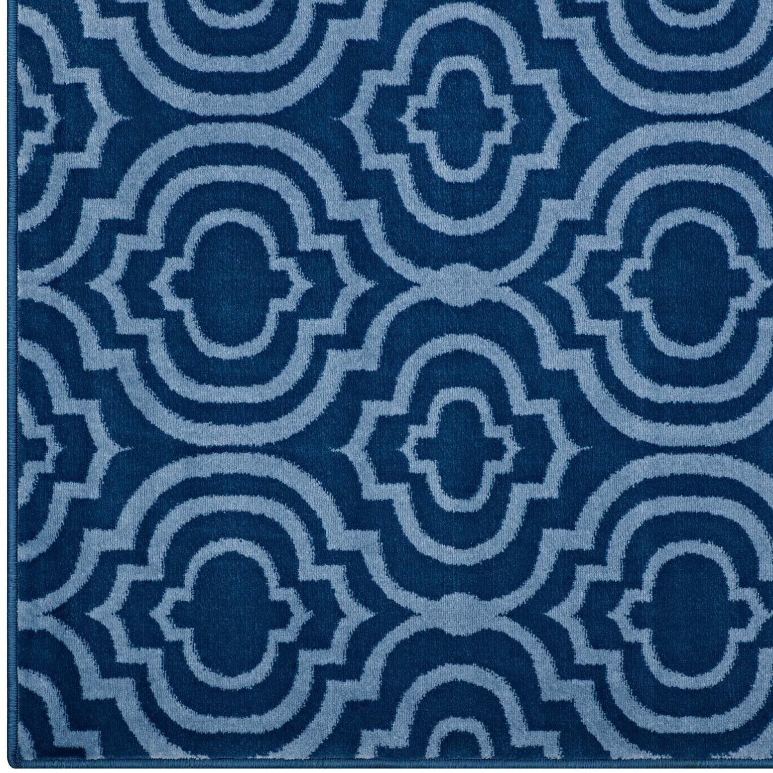 Frame Transitional Moroccan Trellis 5x8 Area Rug - Moroccan Blue and Light Blue