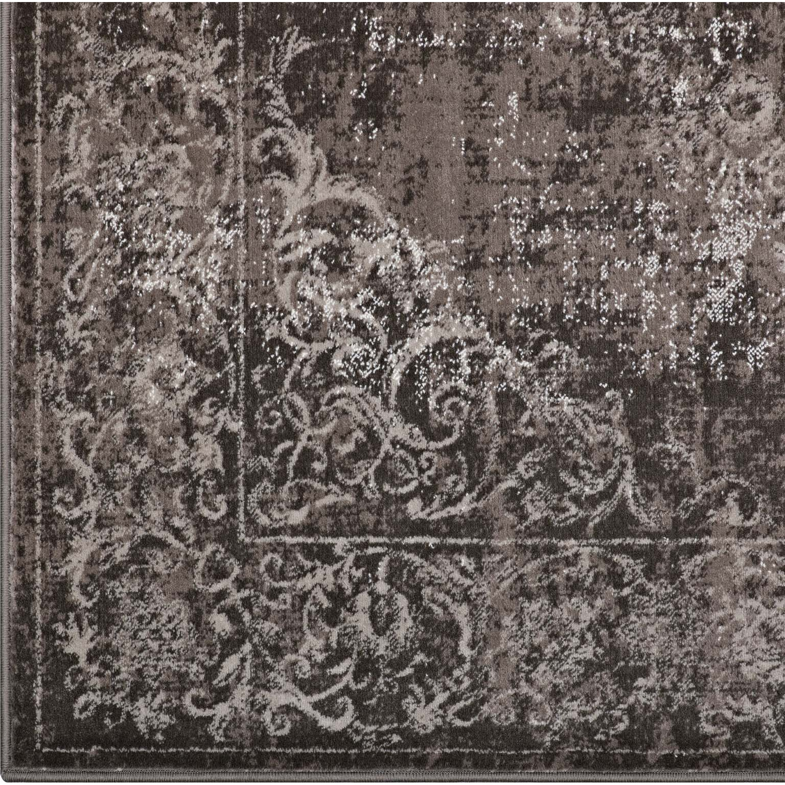 Gamela Rustic Vintage Ornate Floral Medallion 5x8 Area Rug - Antique Light and Dark Brown