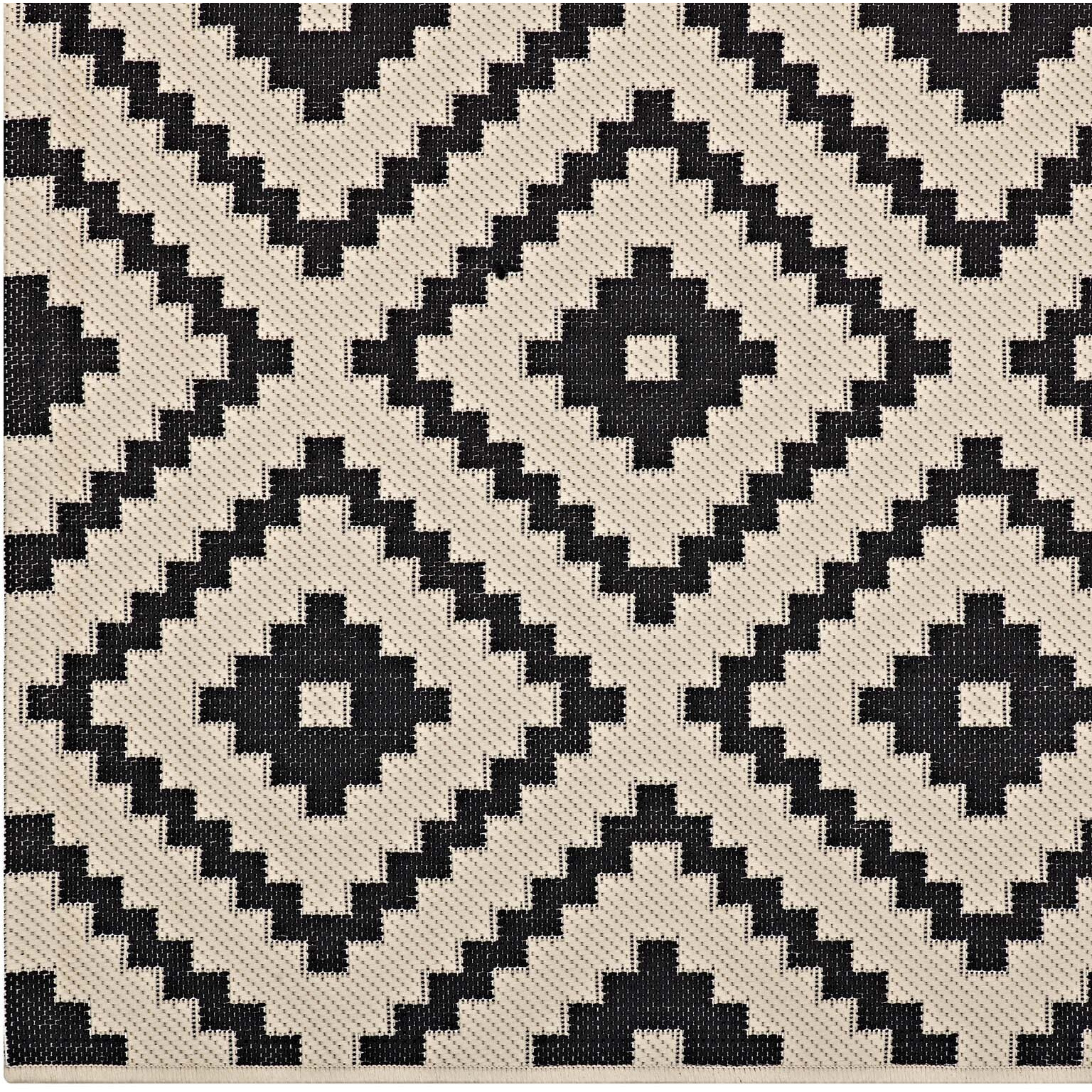 Perplex  Geometric Diamond Trellis 8x10 Indoor and Outdoor Area Rug - Black and Beige