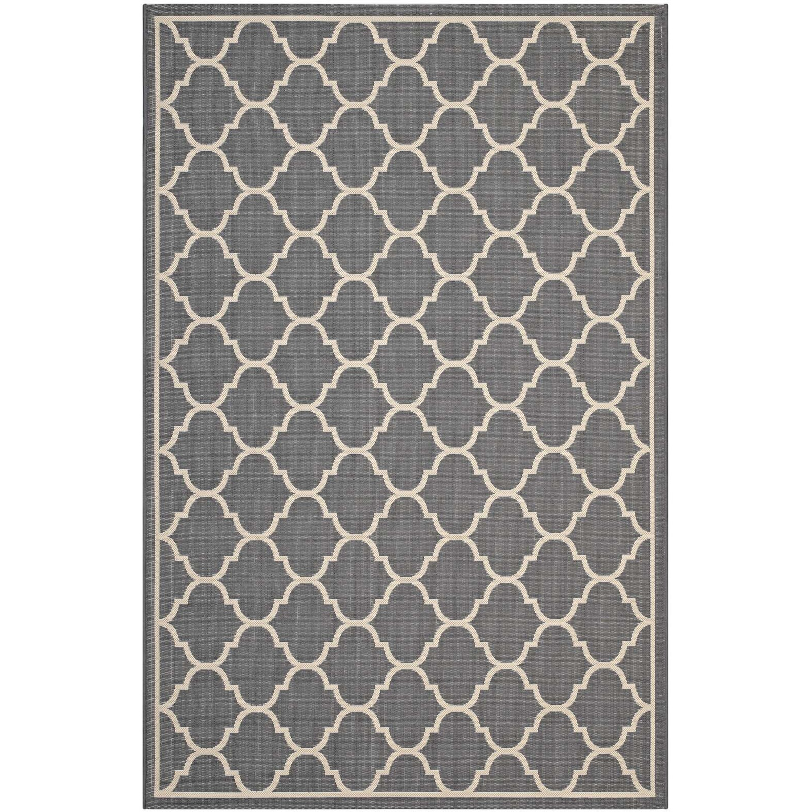 Avena Moroccan Quatrefoil Trellis 5x8 Indoor and Outdoor Area Rug - Gray and Beige