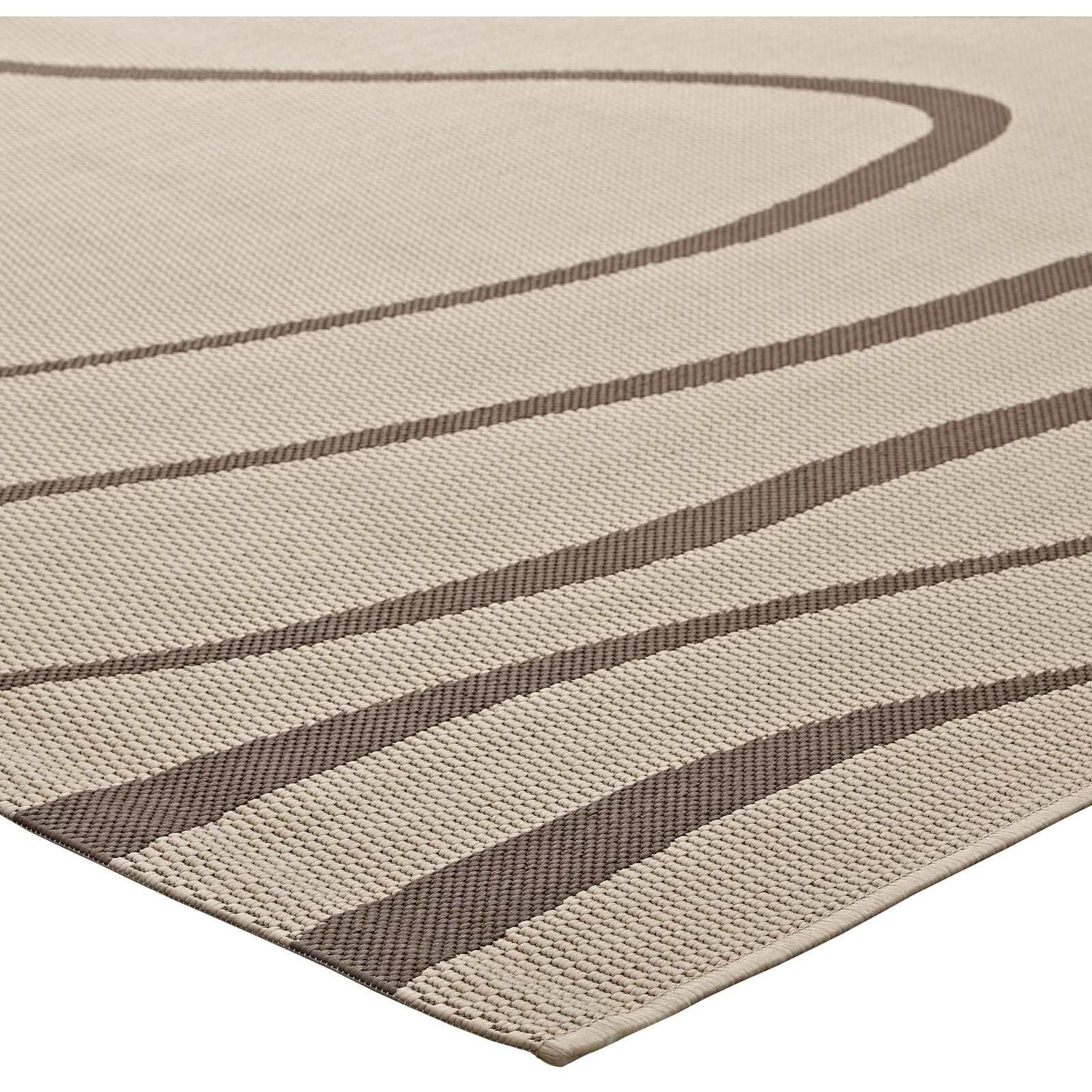 Surge Swirl Abstract 5x8 Indoor and Outdoor Area Rug - Light and Dark Beige