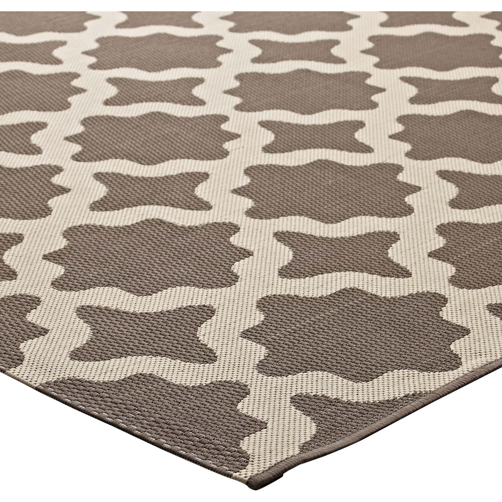 Cerelia Moroccan Trellis 8x10 Indoor and Outdoor Area Rug - Light and Dark Beige