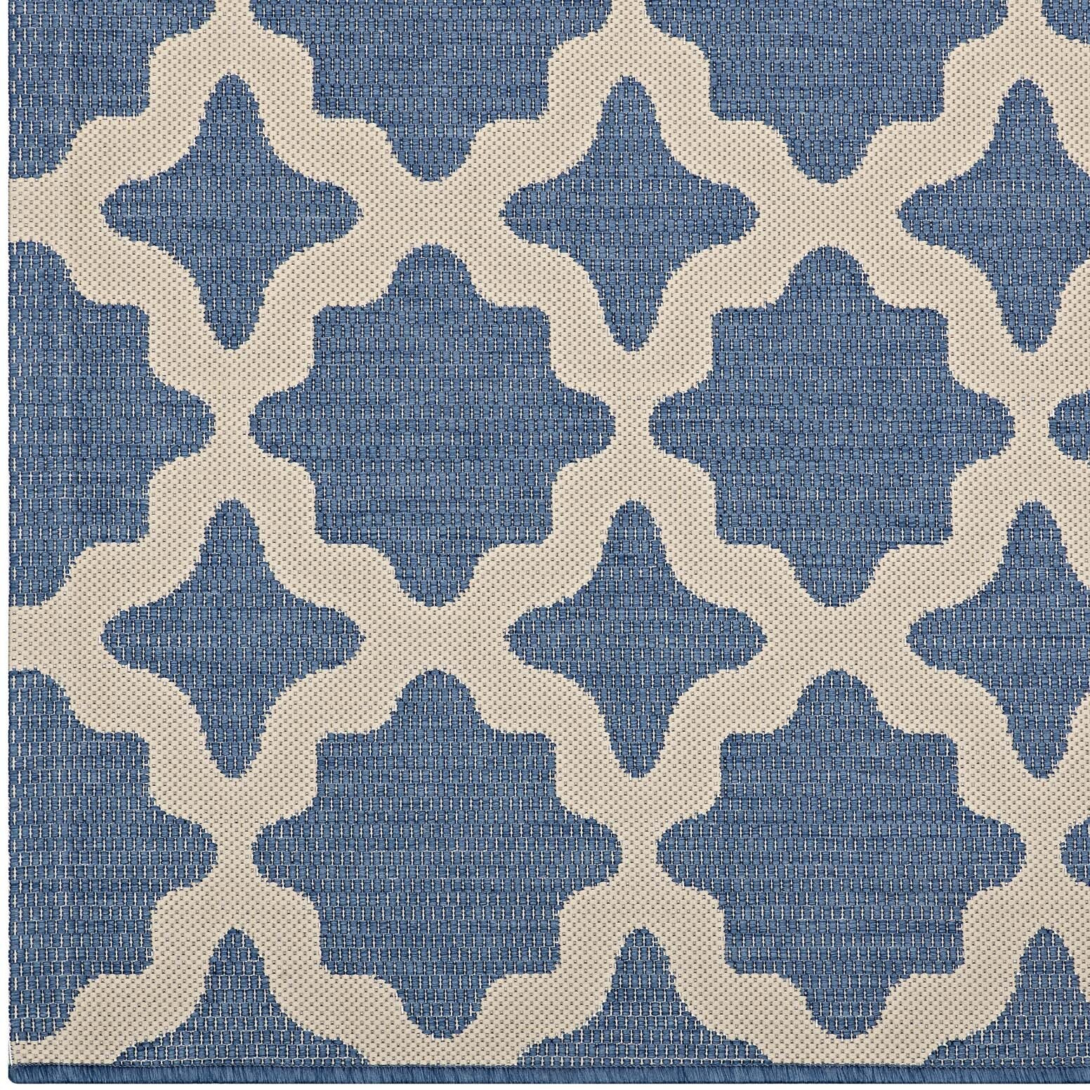 Cerelia Moroccan Trellis 8x10 Indoor and Outdoor Area Rug - Blue and Beige