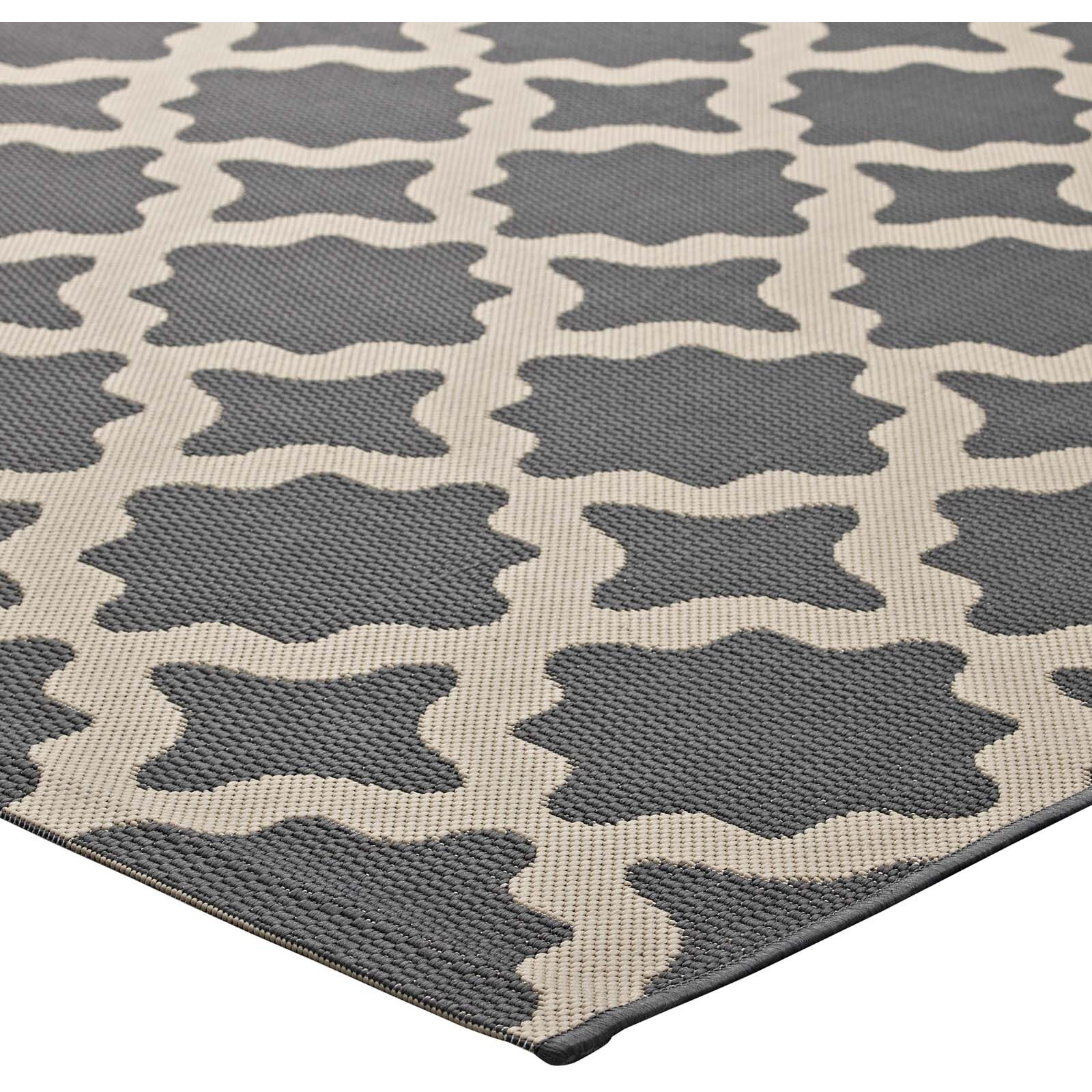 Cerelia Moroccan Trellis 5x8 Indoor and Outdoor Area Rug - Gray and Beige