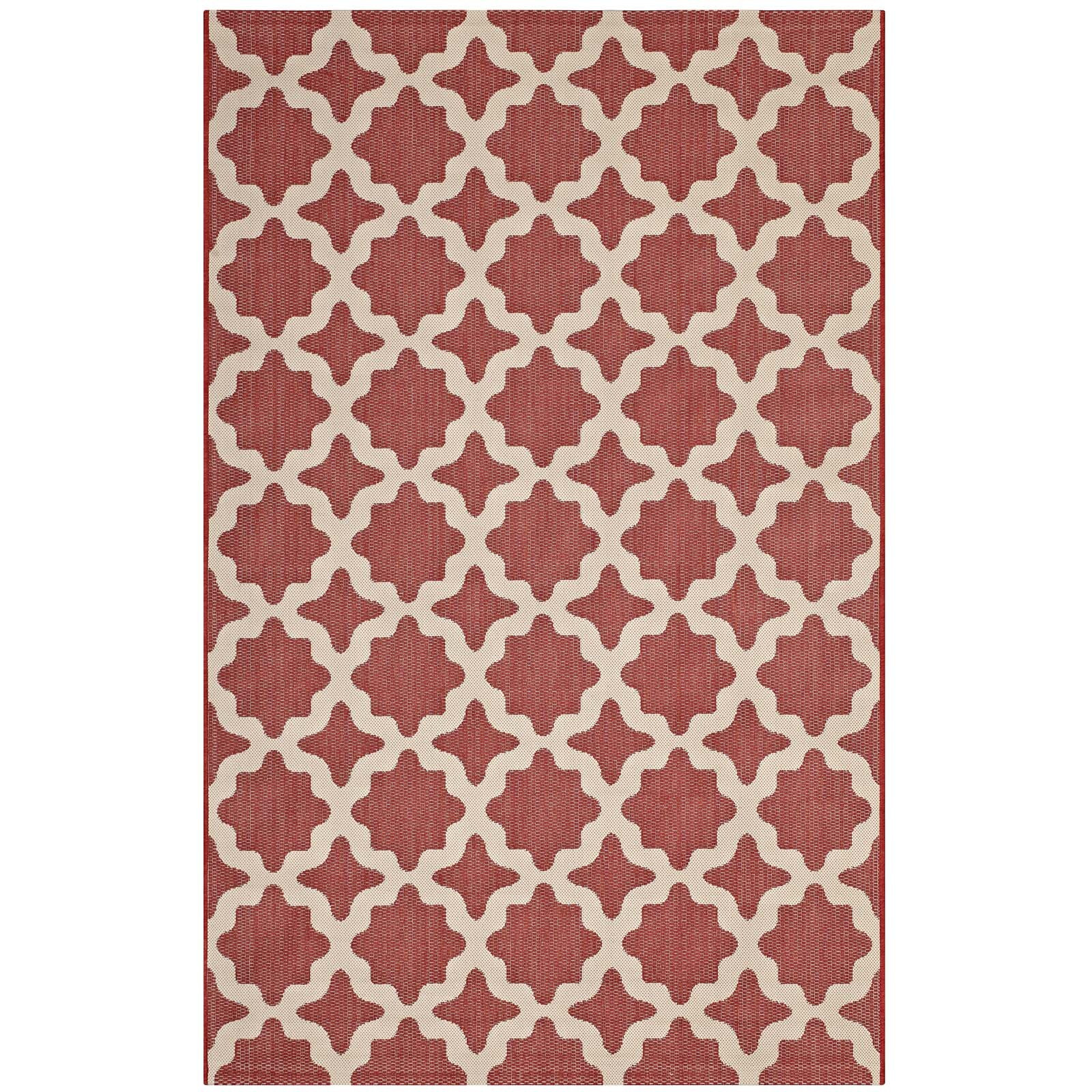 Cerelia Moroccan Trellis 8x10 Indoor and Outdoor Area Rug - Red and Beige