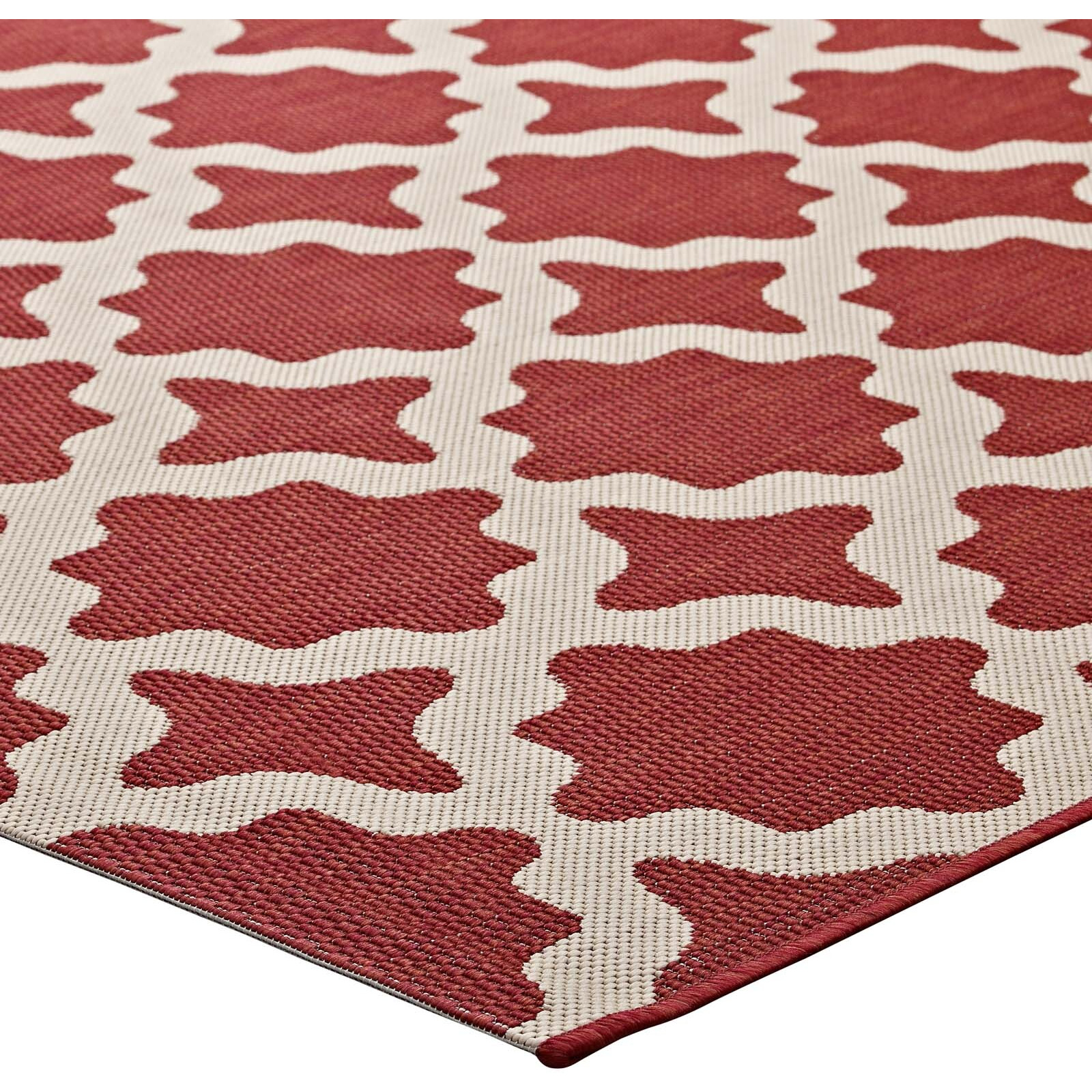 Cerelia Moroccan Trellis 8x10 Indoor and Outdoor Area Rug - Red and Beige