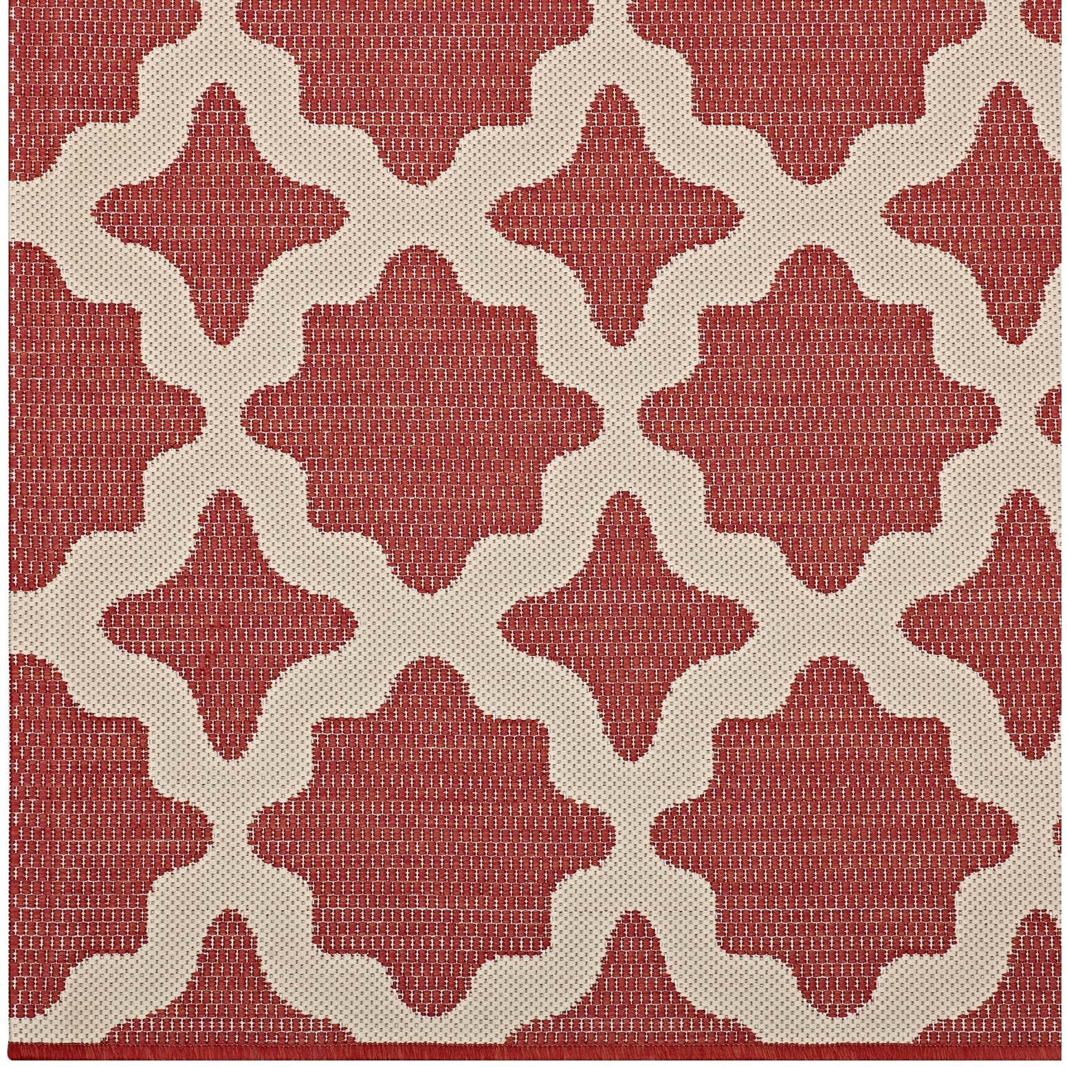 Cerelia Moroccan Trellis 8x10 Indoor and Outdoor Area Rug - Red and Beige