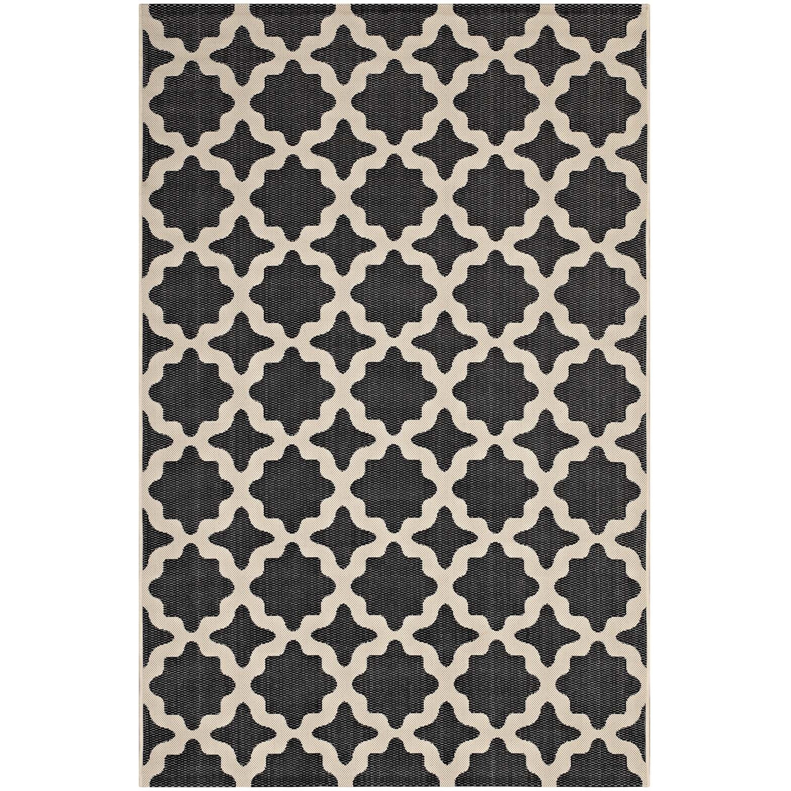 Cerelia Moroccan Trellis 8x10 Indoor and Outdoor Area Rug - Black and Beige