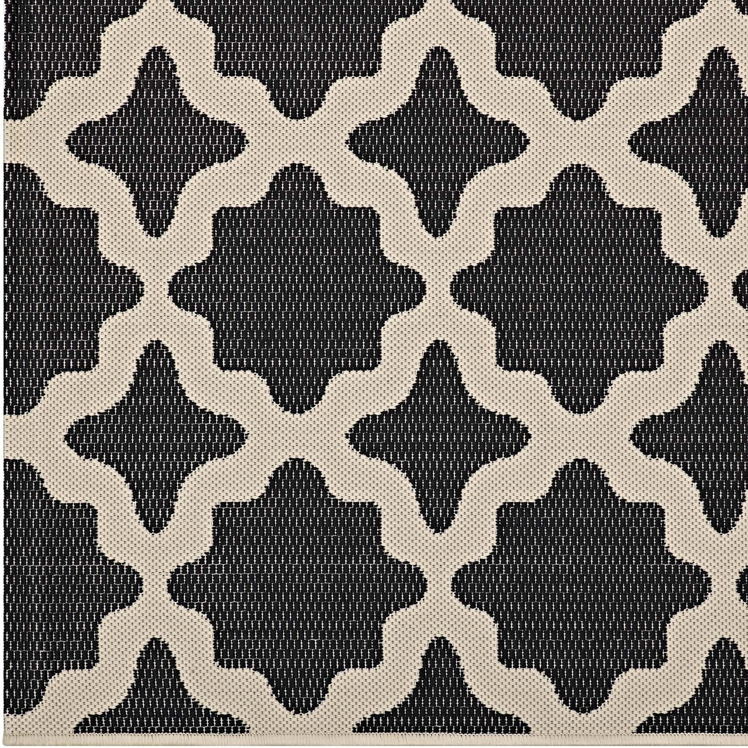 Cerelia Moroccan Trellis 8x10 Indoor and Outdoor Area Rug - Black and Beige