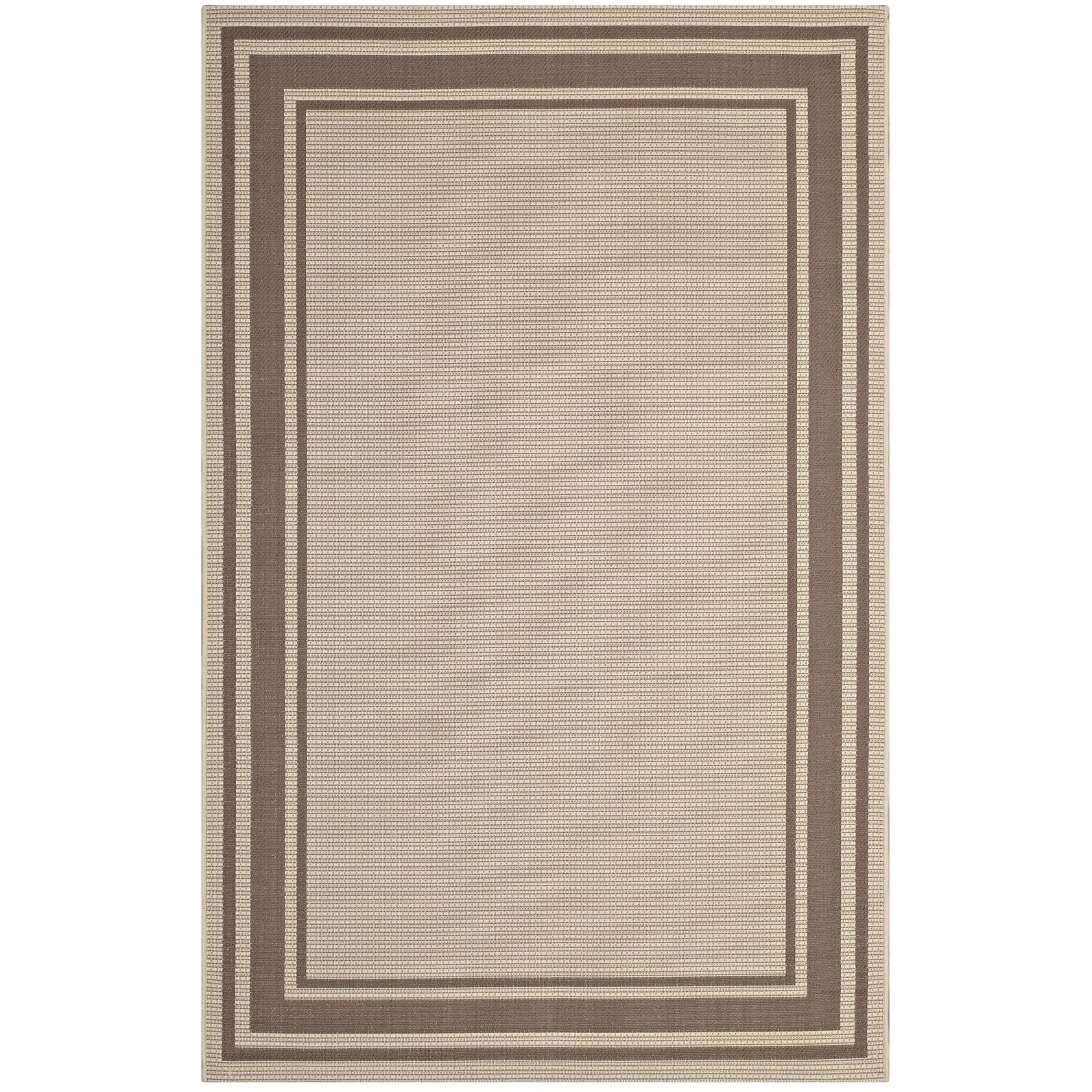 Rim Solid Border 5x8 Indoor and Outdoor Area Rug - Light and Dark Beige