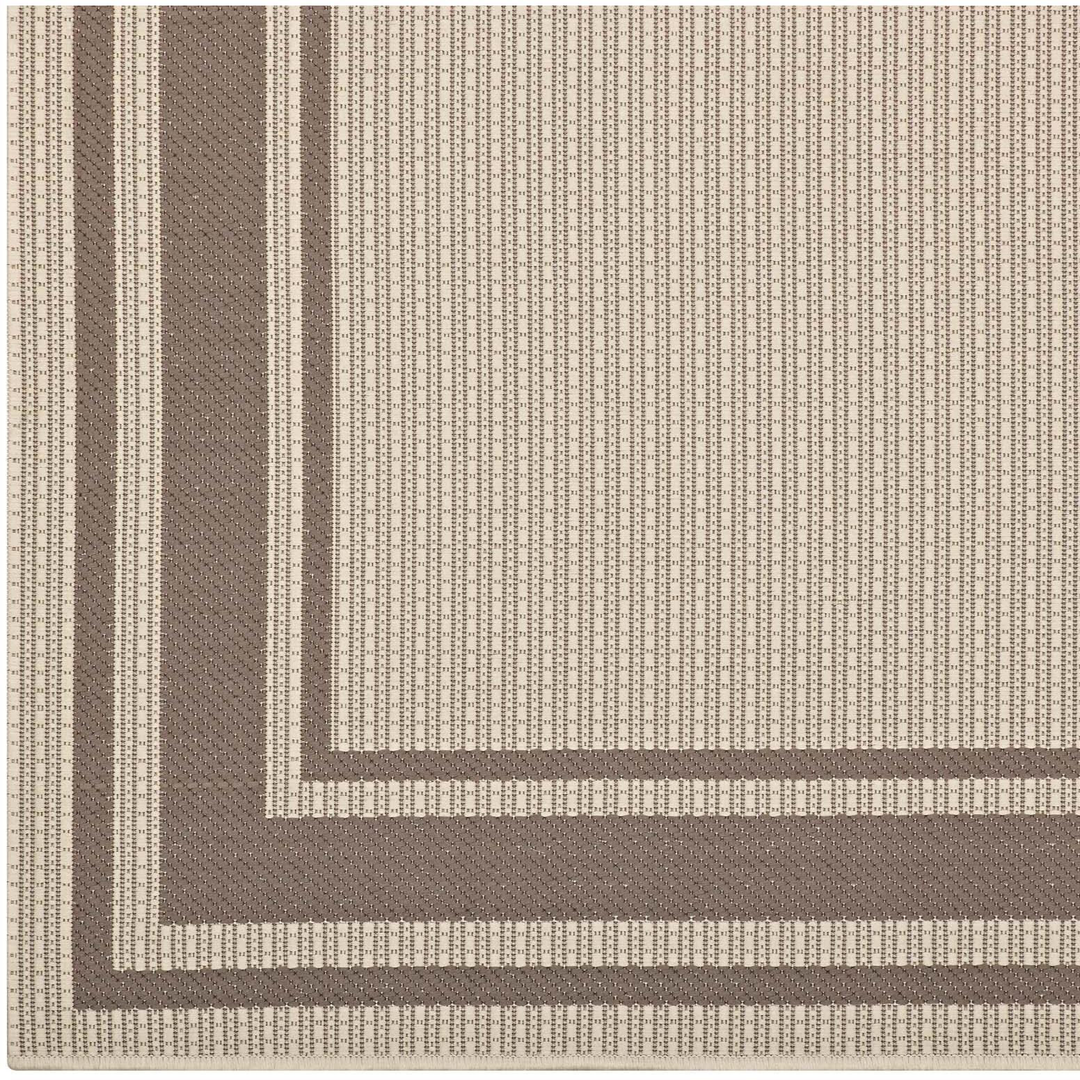 Rim Solid Border 5x8 Indoor and Outdoor Area Rug - Light and Dark Beige