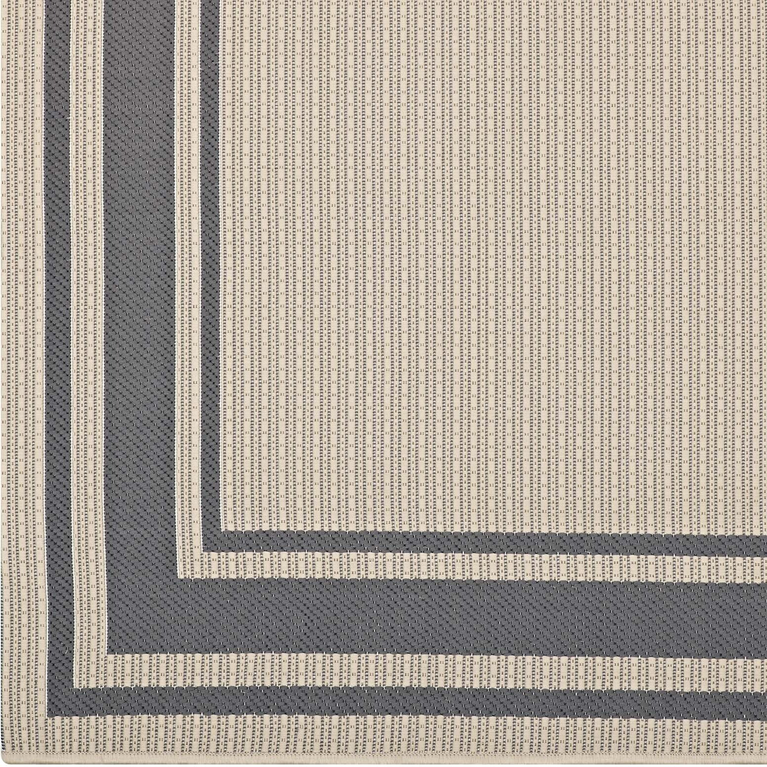 Rim Solid Border 8x10 Indoor and Outdoor Area Rug - Gray and Beige