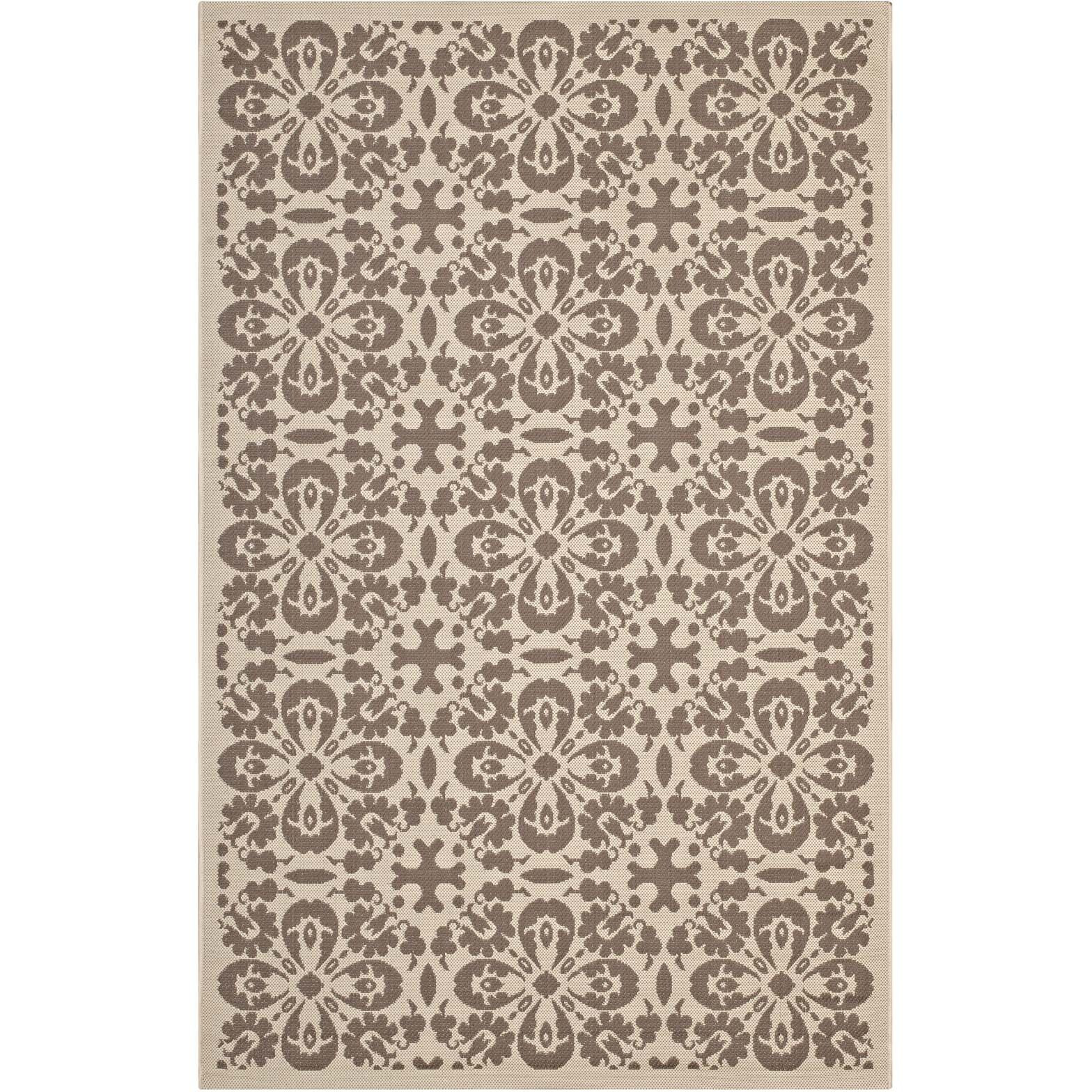Ariana Vintage Floral Trellis 8x10 Indoor and Outdoor Area Rug - Light and Dark Beige