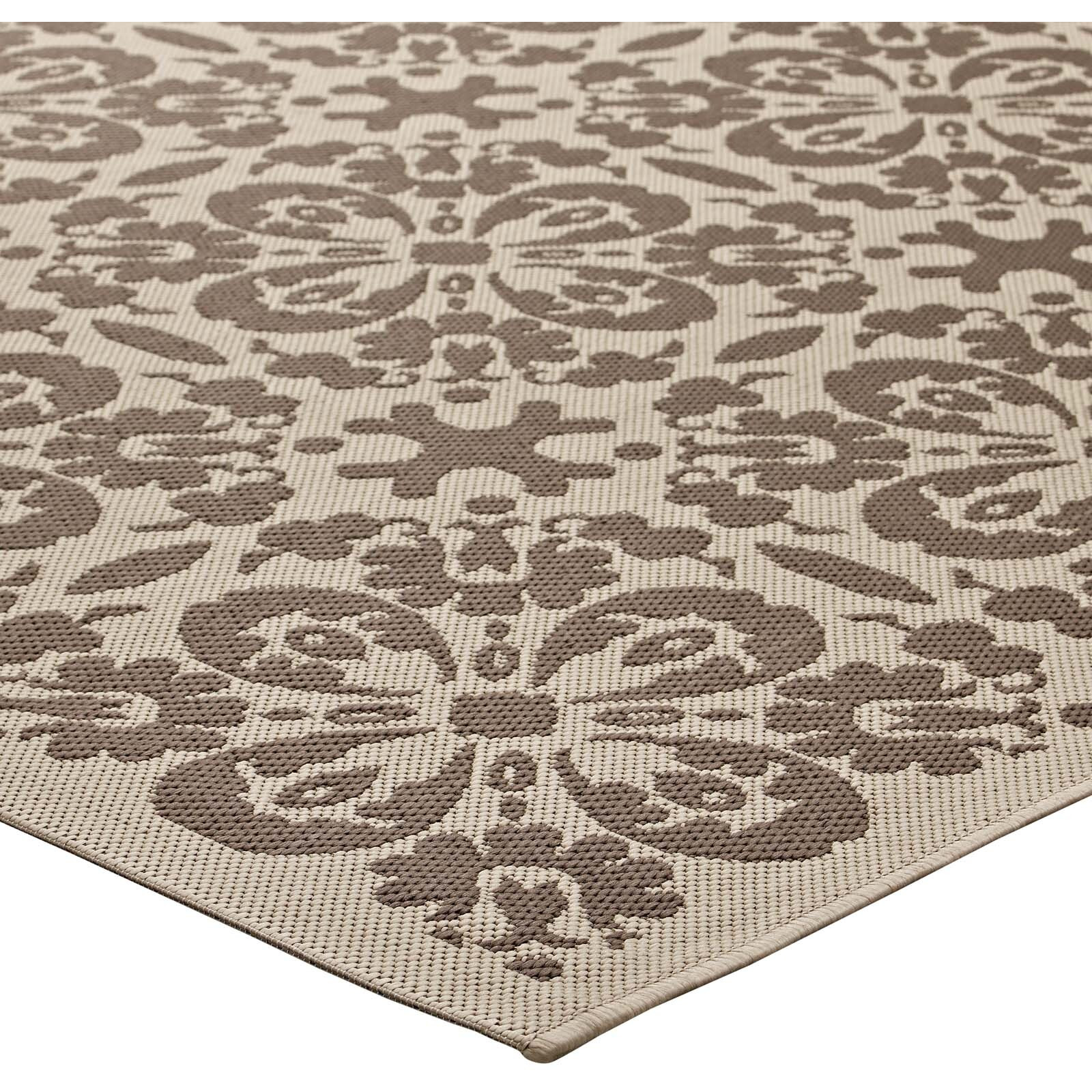 Ariana Vintage Floral Trellis 8x10 Indoor and Outdoor Area Rug - Light and Dark Beige