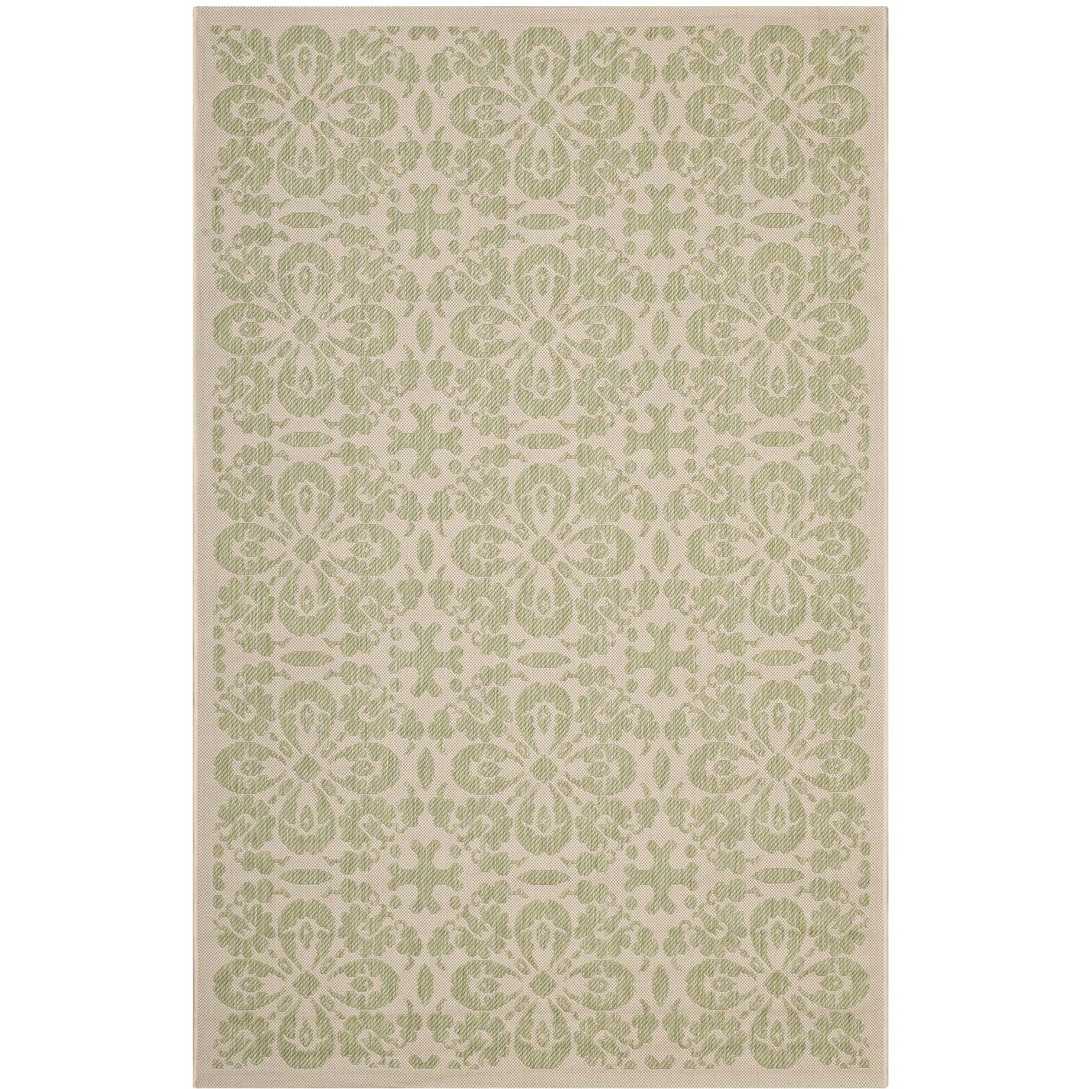 Ariana Vintage Floral Trellis 8x10 Indoor and Outdoor Area Rug - Light Green and Beige