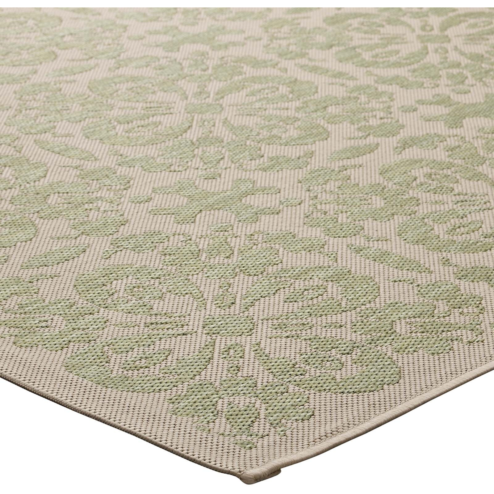 Ariana Vintage Floral Trellis 8x10 Indoor and Outdoor Area Rug - Light Green and Beige