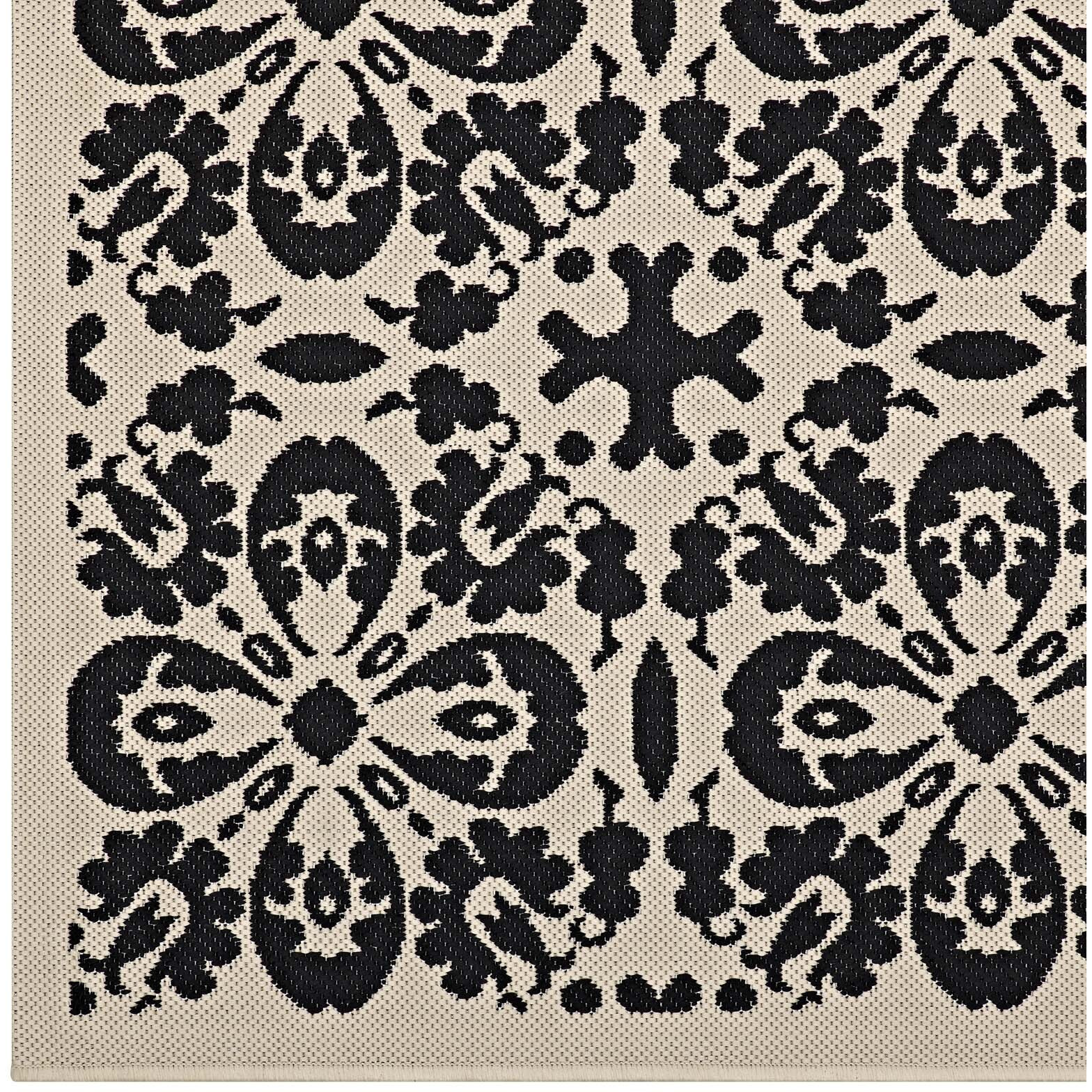 Ariana Vintage Floral Trellis 5x8 Indoor and Outdoor Area Rug - Black and Beige