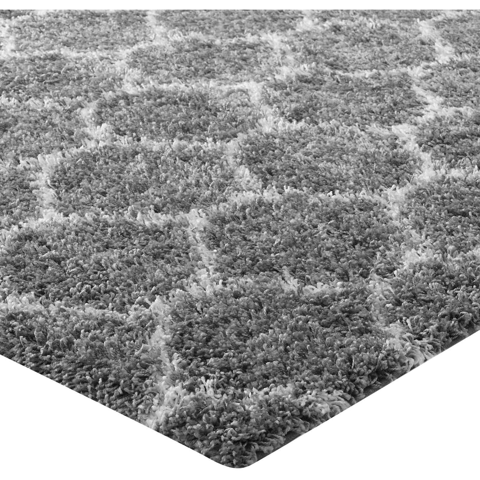Solvea Moroccan Trellis 5x8 Shag Area Rug - Gray and Ivory