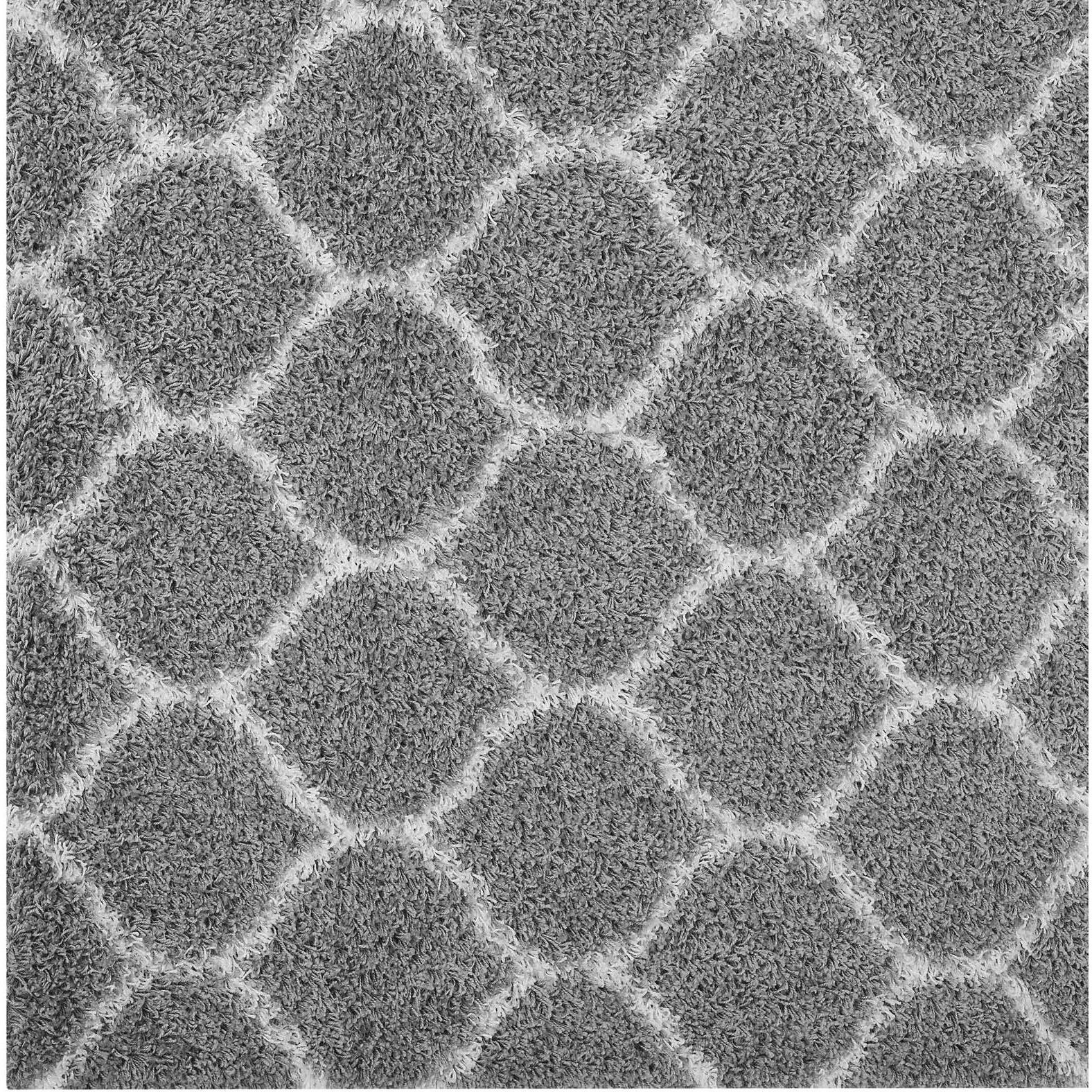 Solvea Moroccan Trellis 5x8 Shag Area Rug - Gray and Ivory