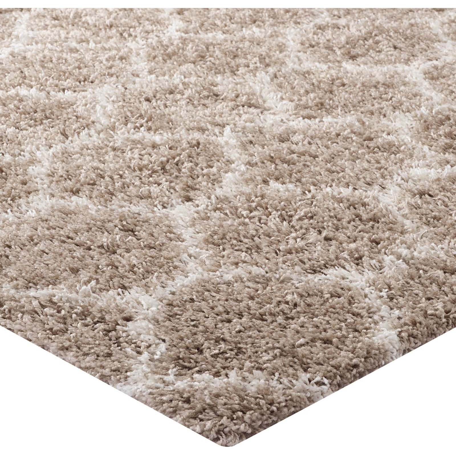 Solvea Moroccan Trellis 5x8 Shag Area Rug - Beige and Ivory