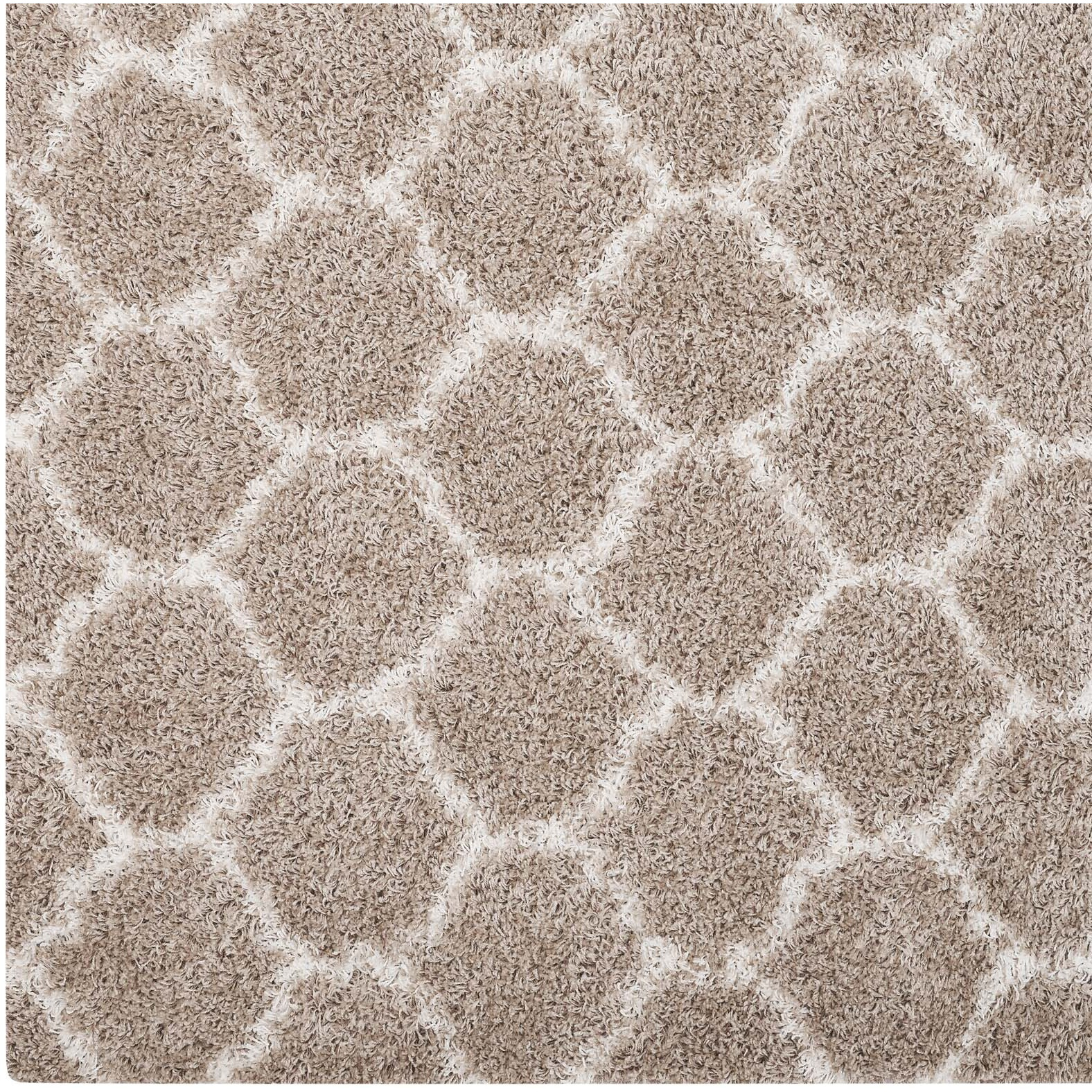 Solvea Moroccan Trellis 5x8 Shag Area Rug - Beige and Ivory