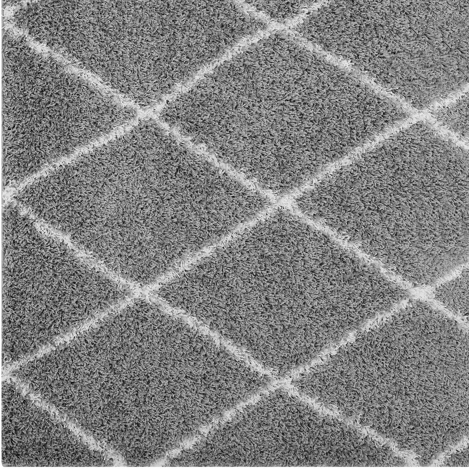 Toryn Diamond Lattice 5x8 Shag Area Rug - Gray and Ivory