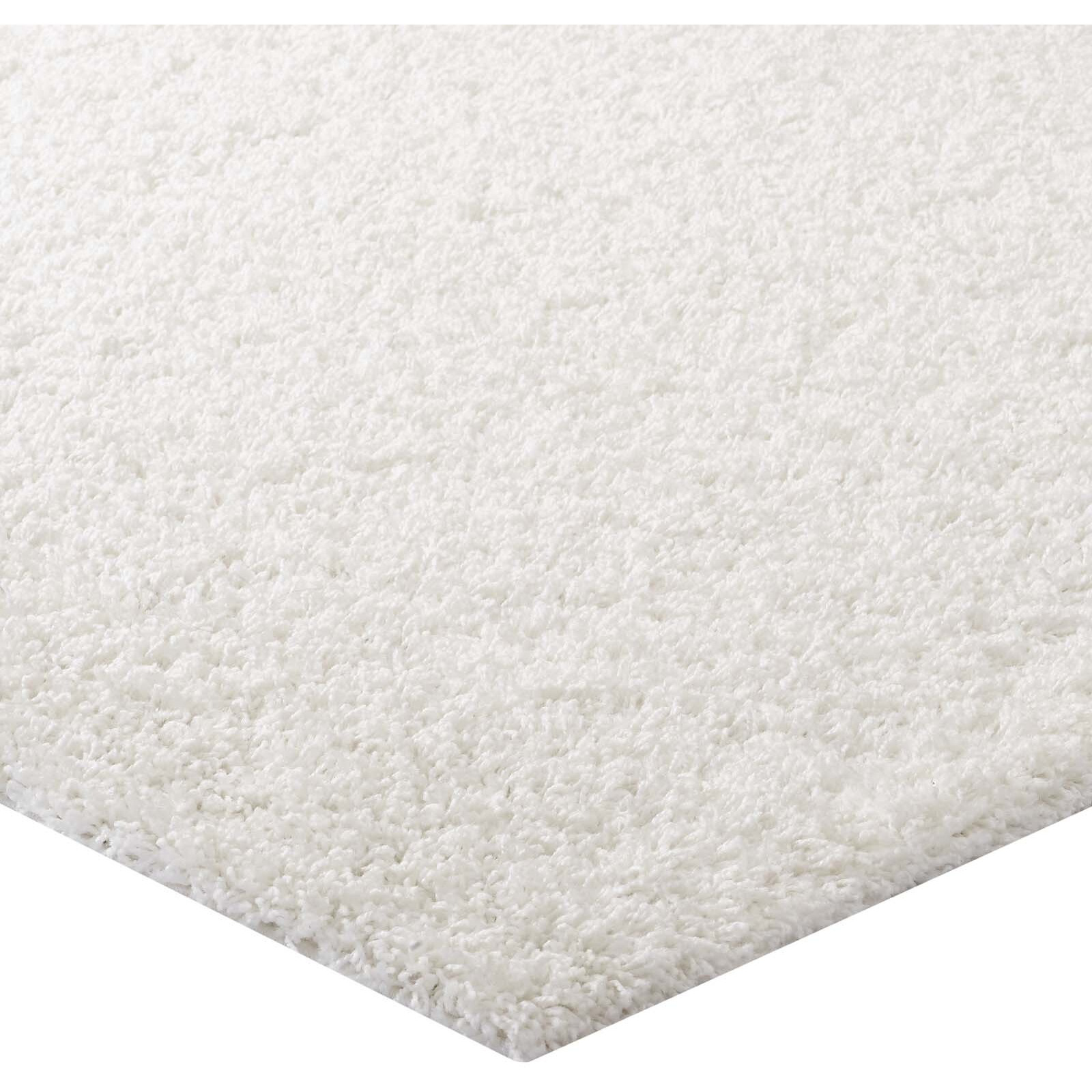 Enyssa Solid 5x8 Shag Area Rug - Ivory White