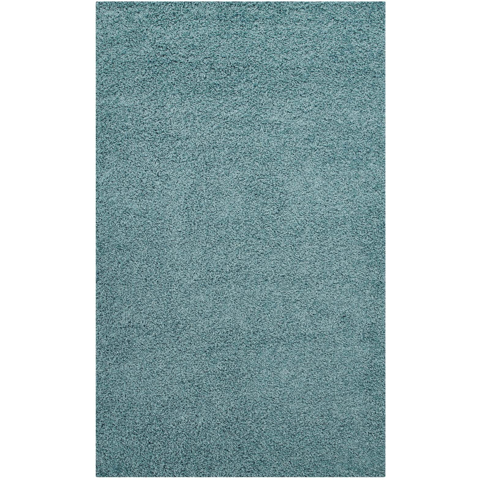 Enyssa Solid 5x8 Shag Area Rug - Aqua Blue and Ivory