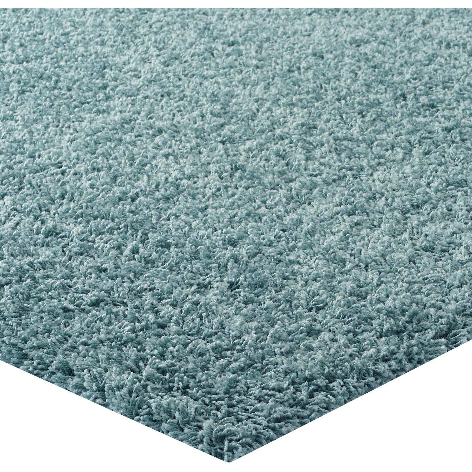 Enyssa Solid 5x8 Shag Area Rug - Aqua Blue and Ivory