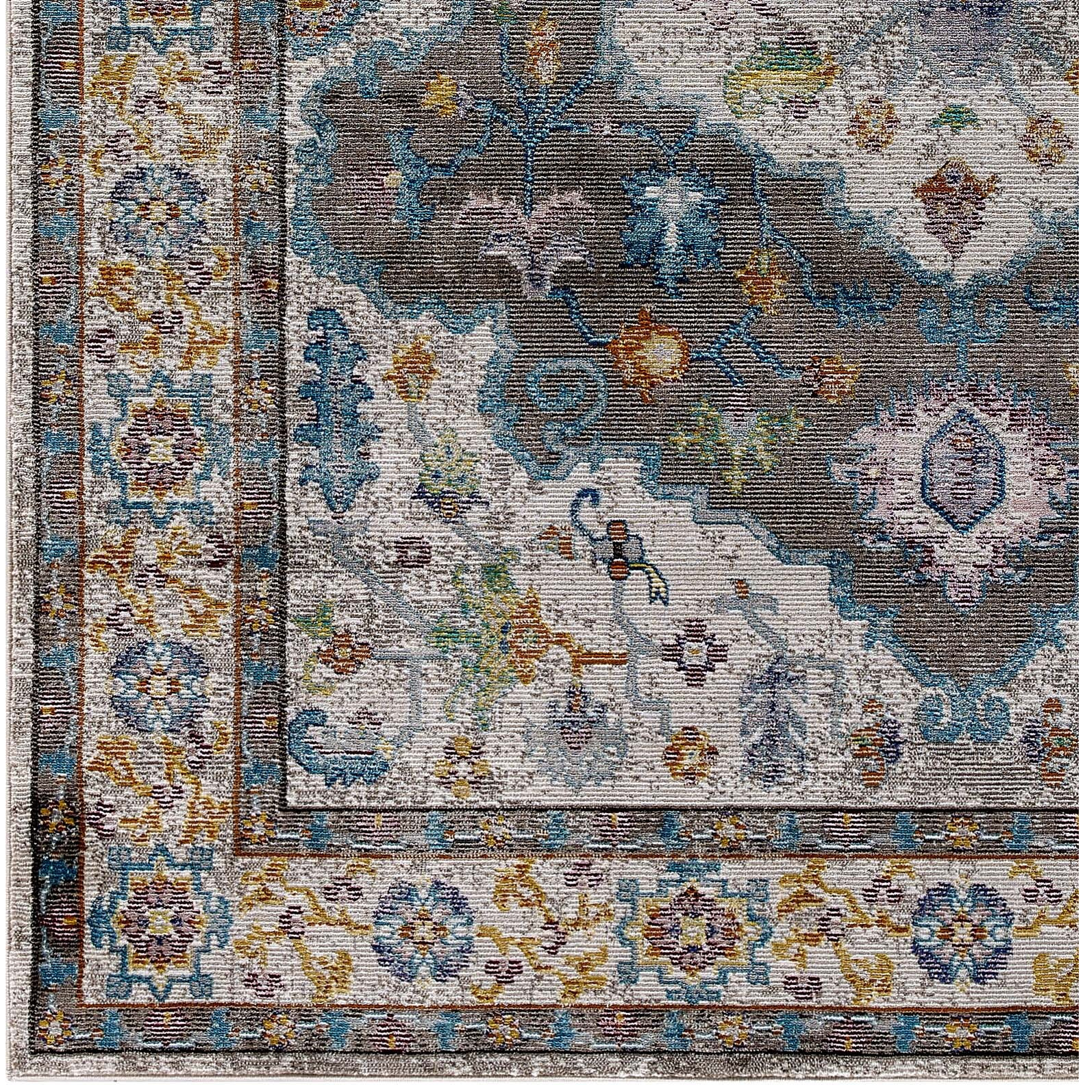 Success Anisah Distressed Vintage Floral Persian Medallion 8x10 Area Rug - Gray, Ivory, Yellow, Orange