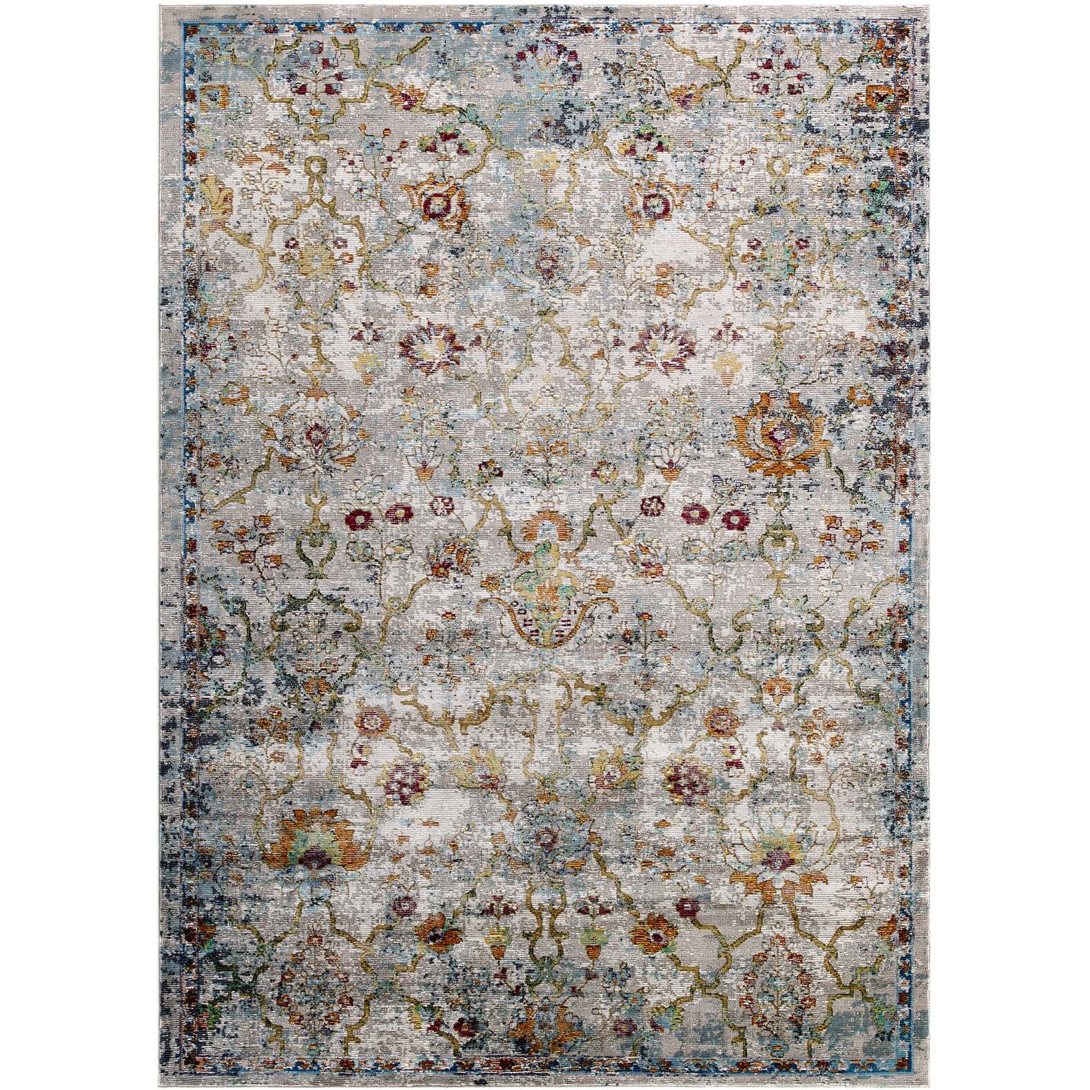 Success Manuka Distressed Vintage Floral Lattice 4x6 Area Rug - Multicolored