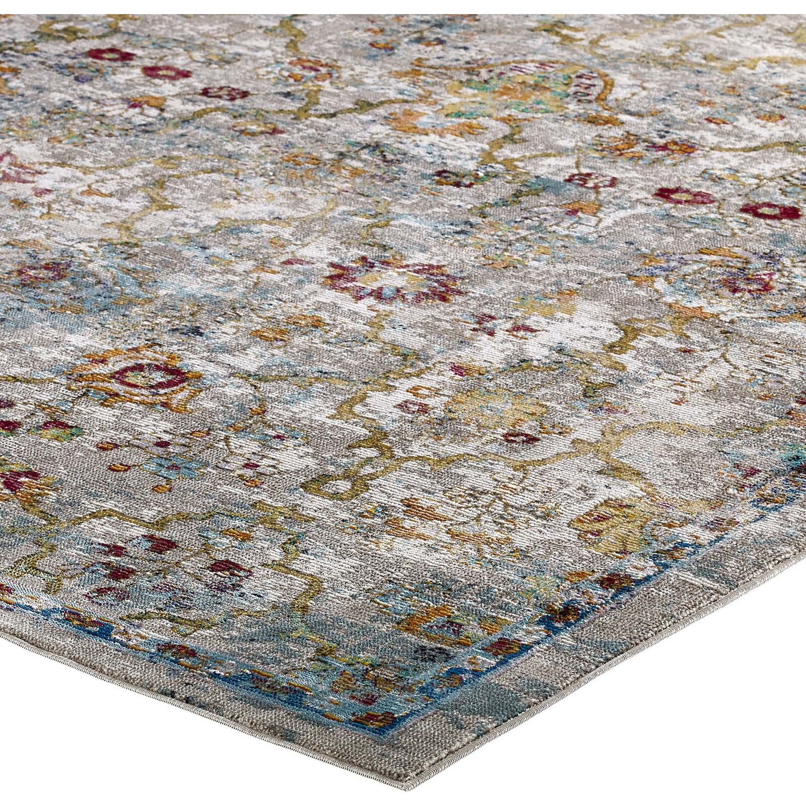 Success Manuka Distressed Vintage Floral Lattice 4x6 Area Rug - Multicolored