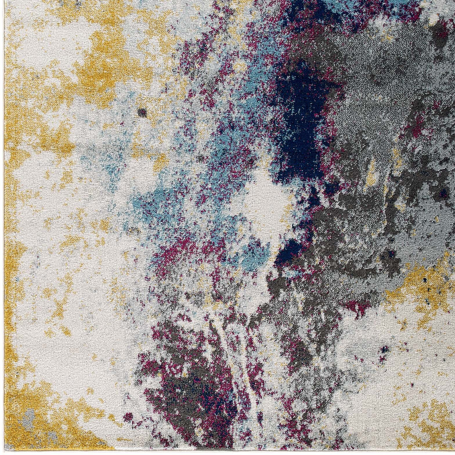 Entourage Adeline Contemporary Modern Abstract 8x10 Area Rug - Blue, Gray, Yellow, Ivory, Pink