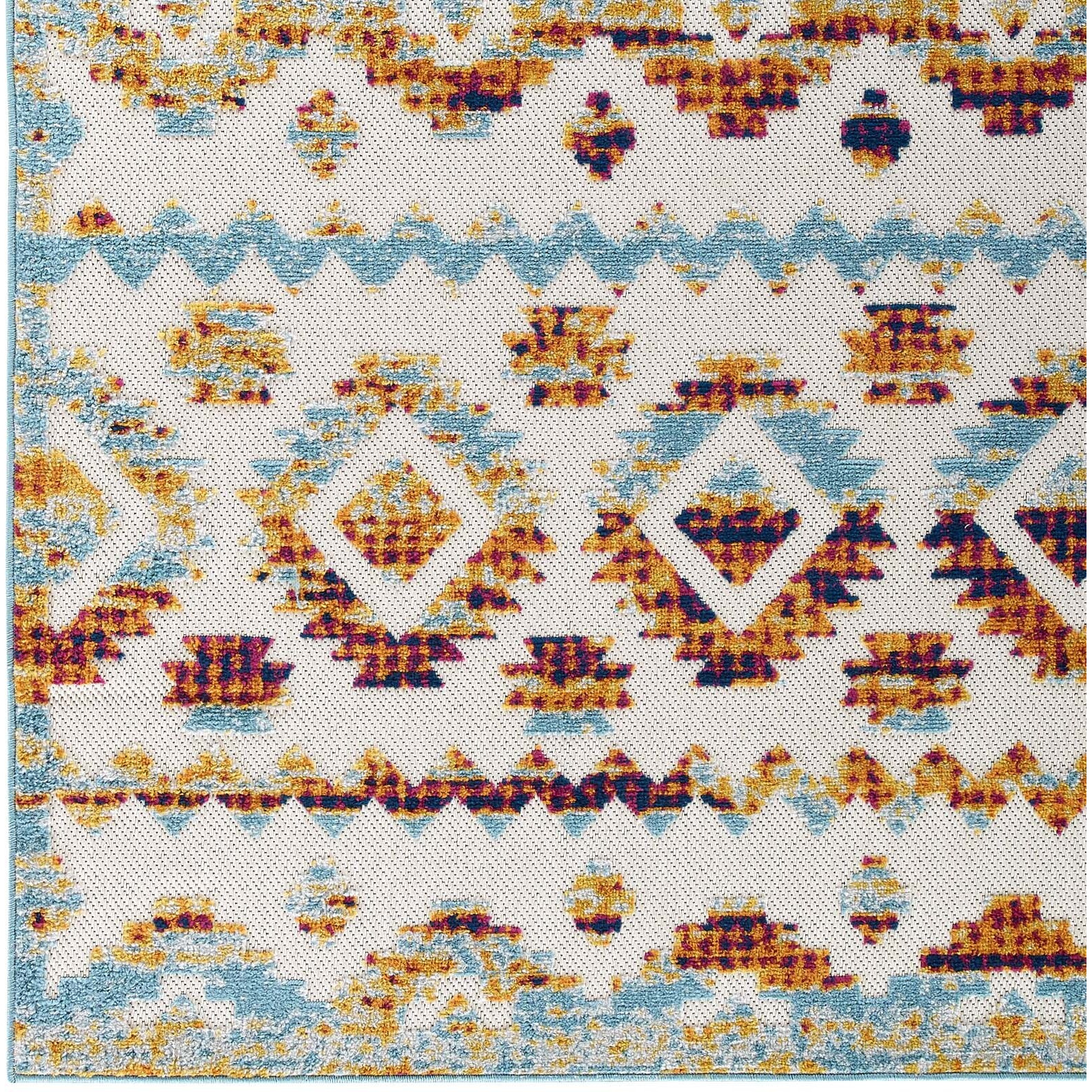 Reflect Takara Distressed Contemporary Abstract Diamond Moroccan Trellis 8x10 Indoor and Outdoor Area Rug - Multicolored