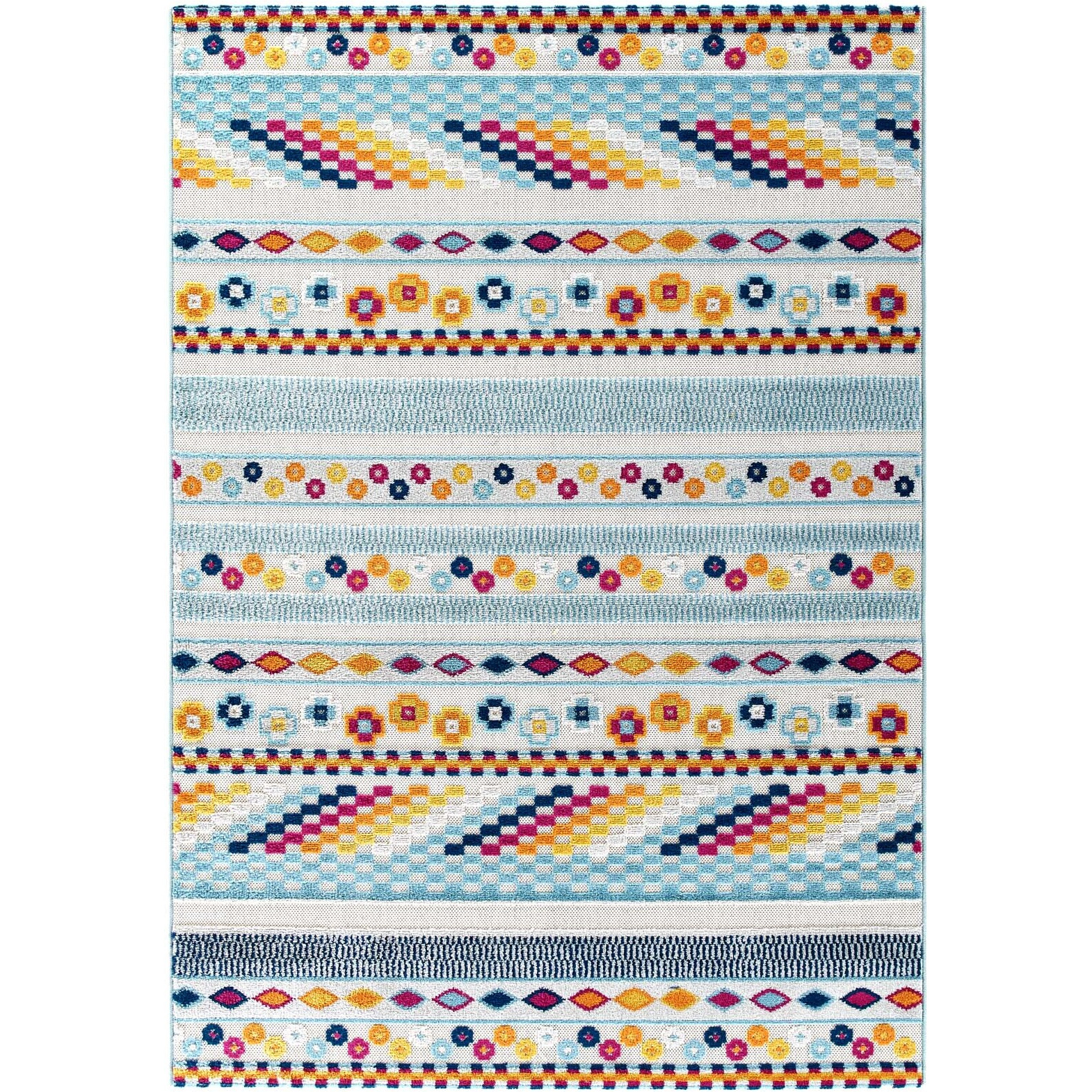 Reflect Cadhla Vintage Abstract Geometric Lattice 5x8 Indoor and Outdoor Area Rug - Multicolored