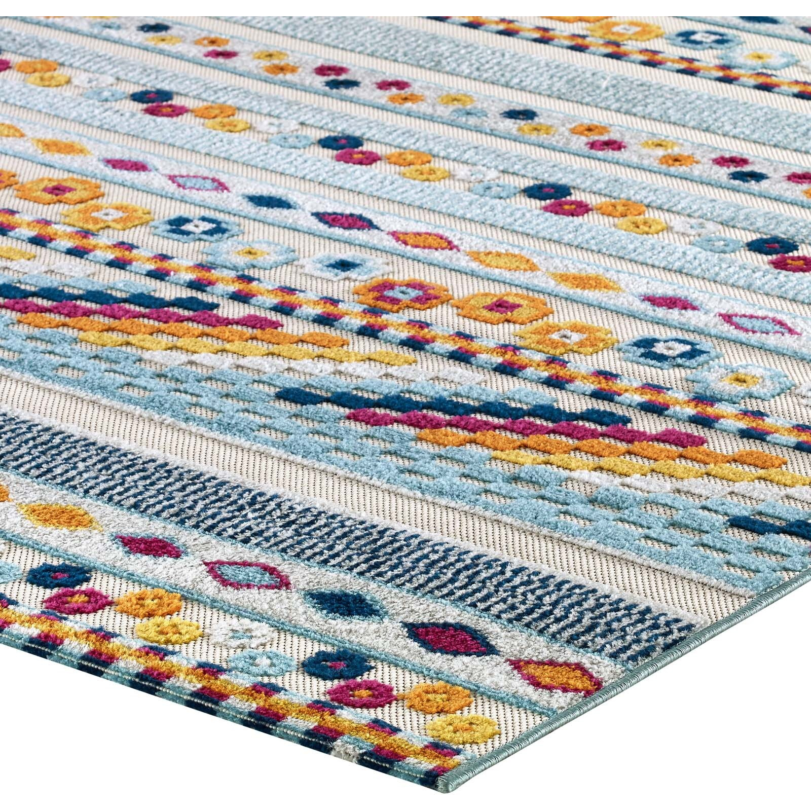 Reflect Cadhla Vintage Abstract Geometric Lattice 5x8 Indoor and Outdoor Area Rug - Multicolored