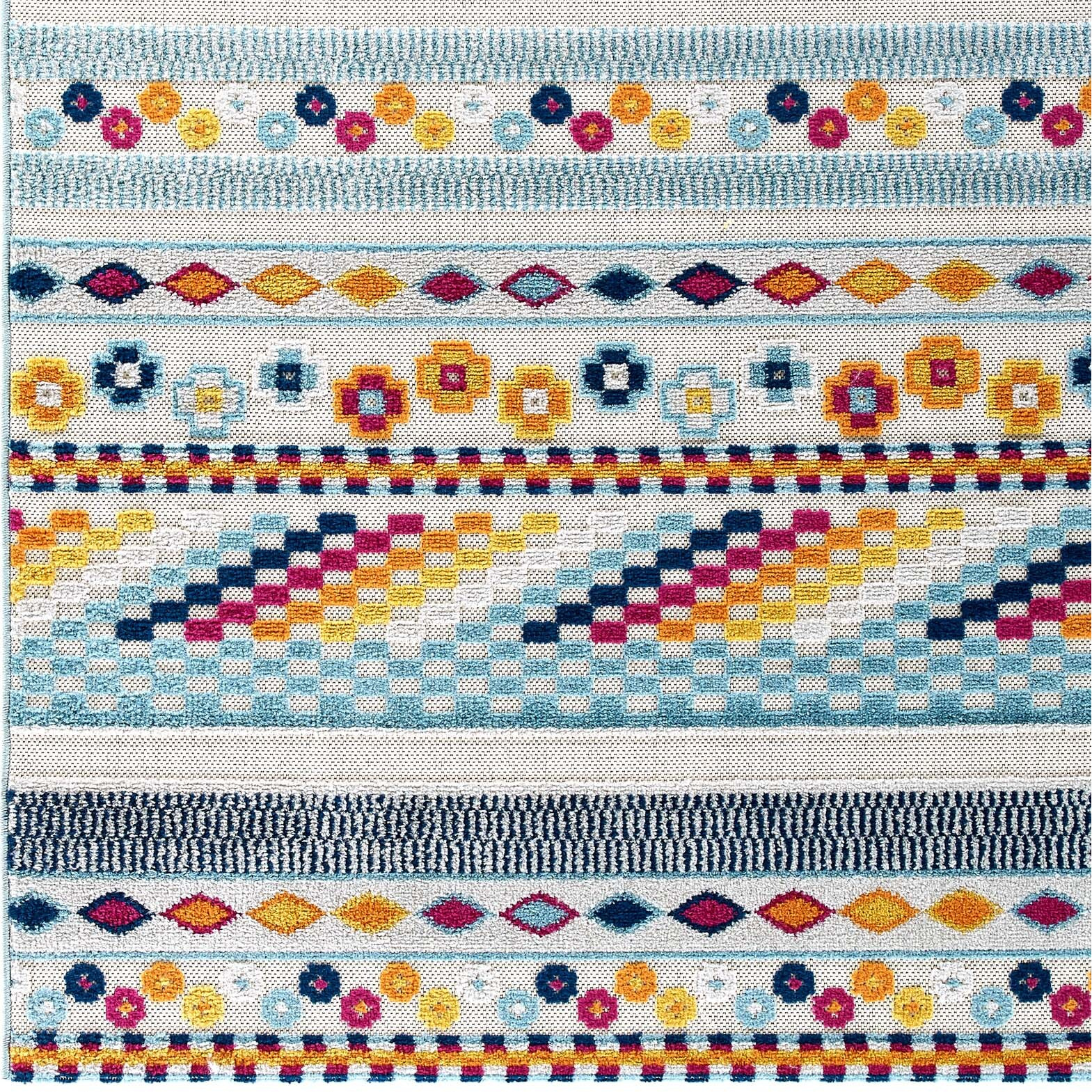 Reflect Cadhla Vintage Abstract Geometric Lattice 5x8 Indoor and Outdoor Area Rug - Multicolored