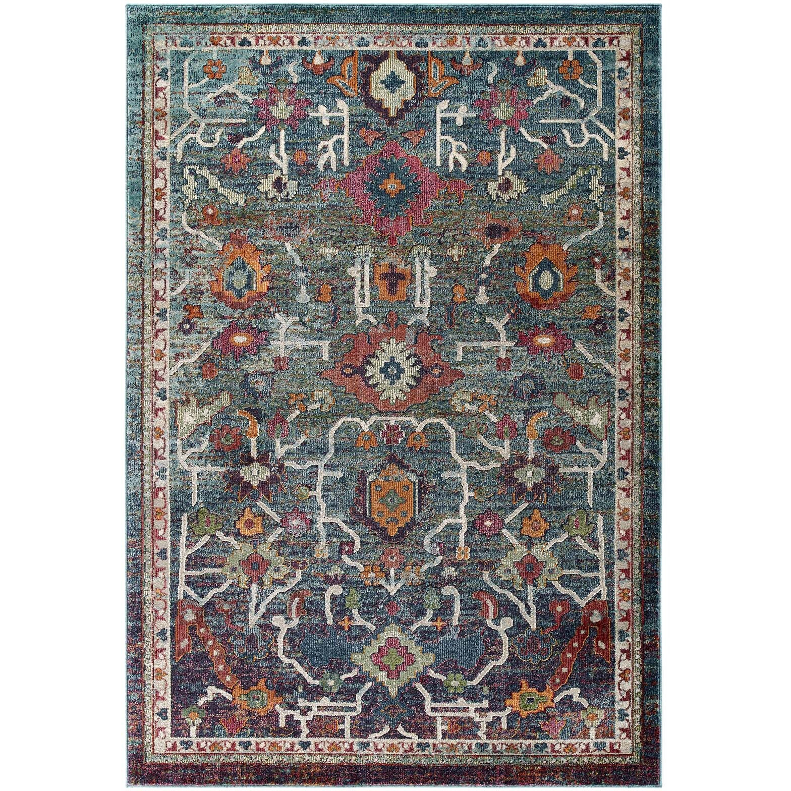 Tribute Every Distressed Vintage Floral 5x8 Area Rug - Multicolored
