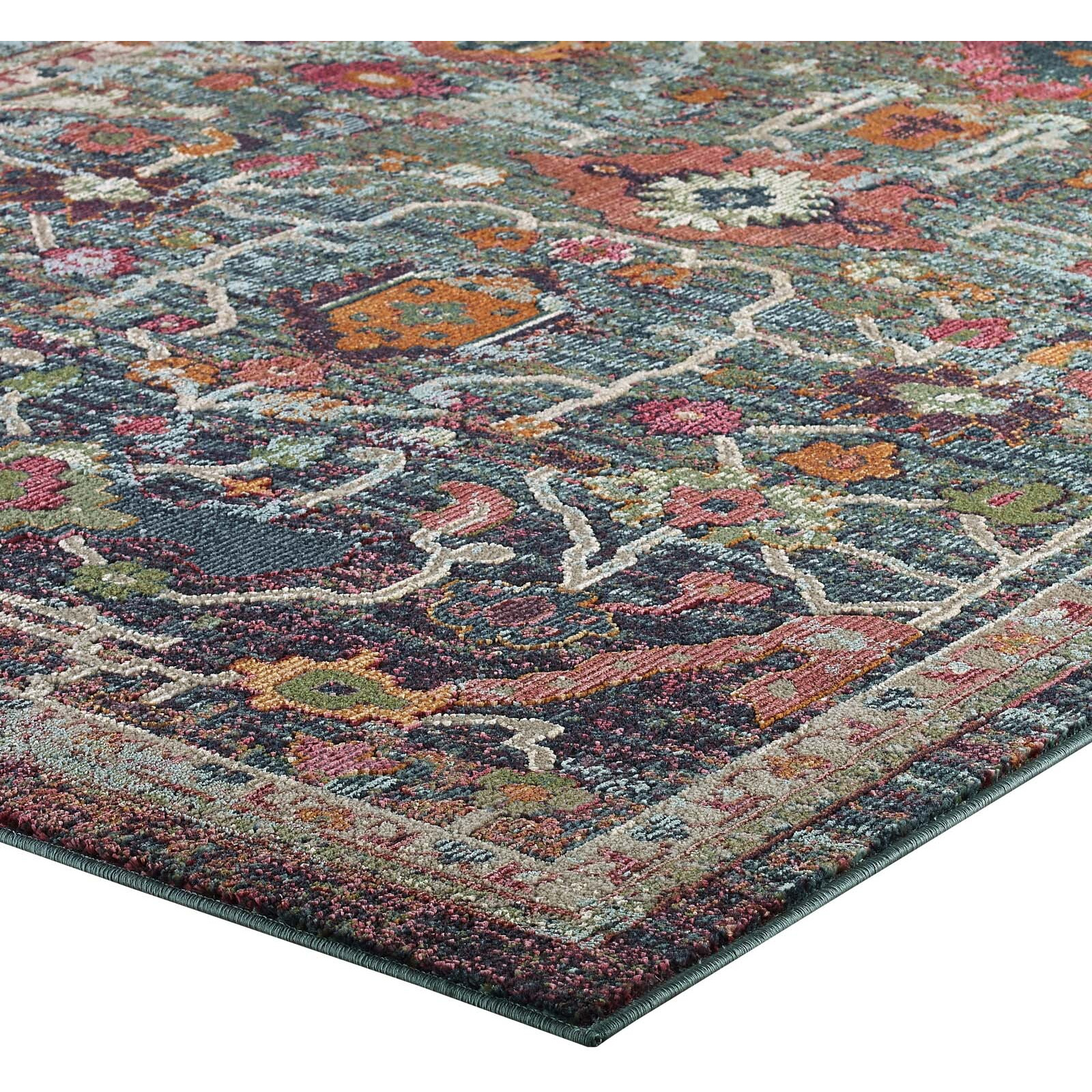 Tribute Every Distressed Vintage Floral 8x10 Area Rug - Multicolored